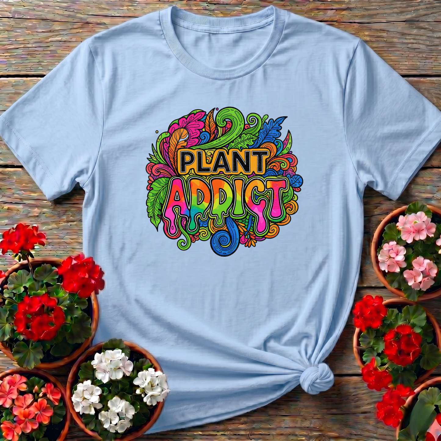 Plant Addict Psychedelic Doodle Art Plant Lover T-shirt - GardeningTshirts