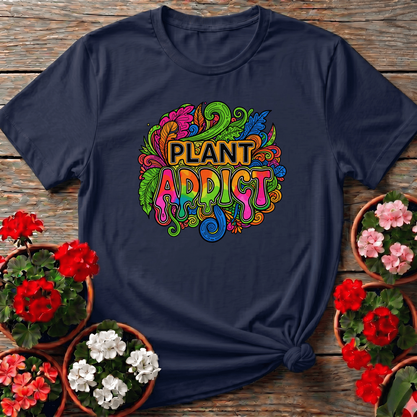 Plant Addict Psychedelic Doodle Art Plant Lover T-shirt - GardeningTshirts