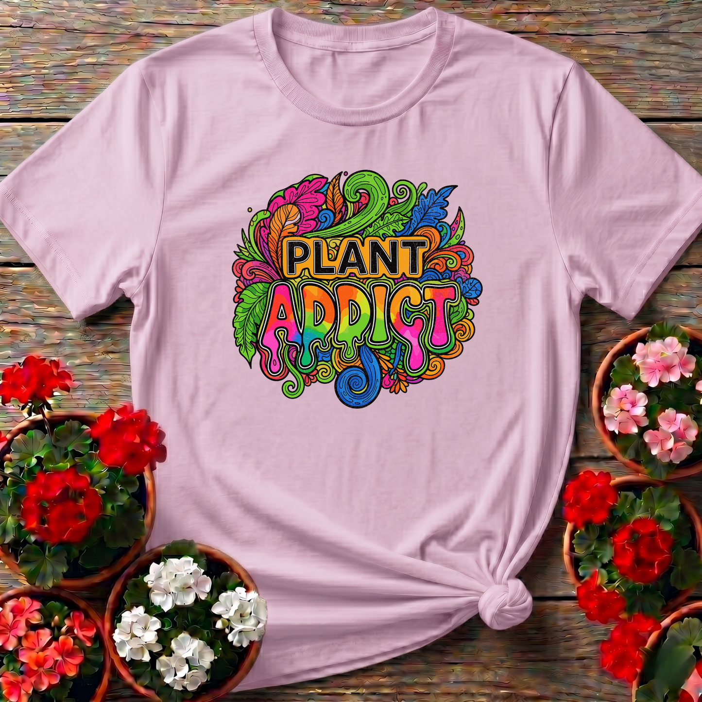 Plant Addict Psychedelic Doodle Art Plant Lover T-shirt - GardeningTshirts