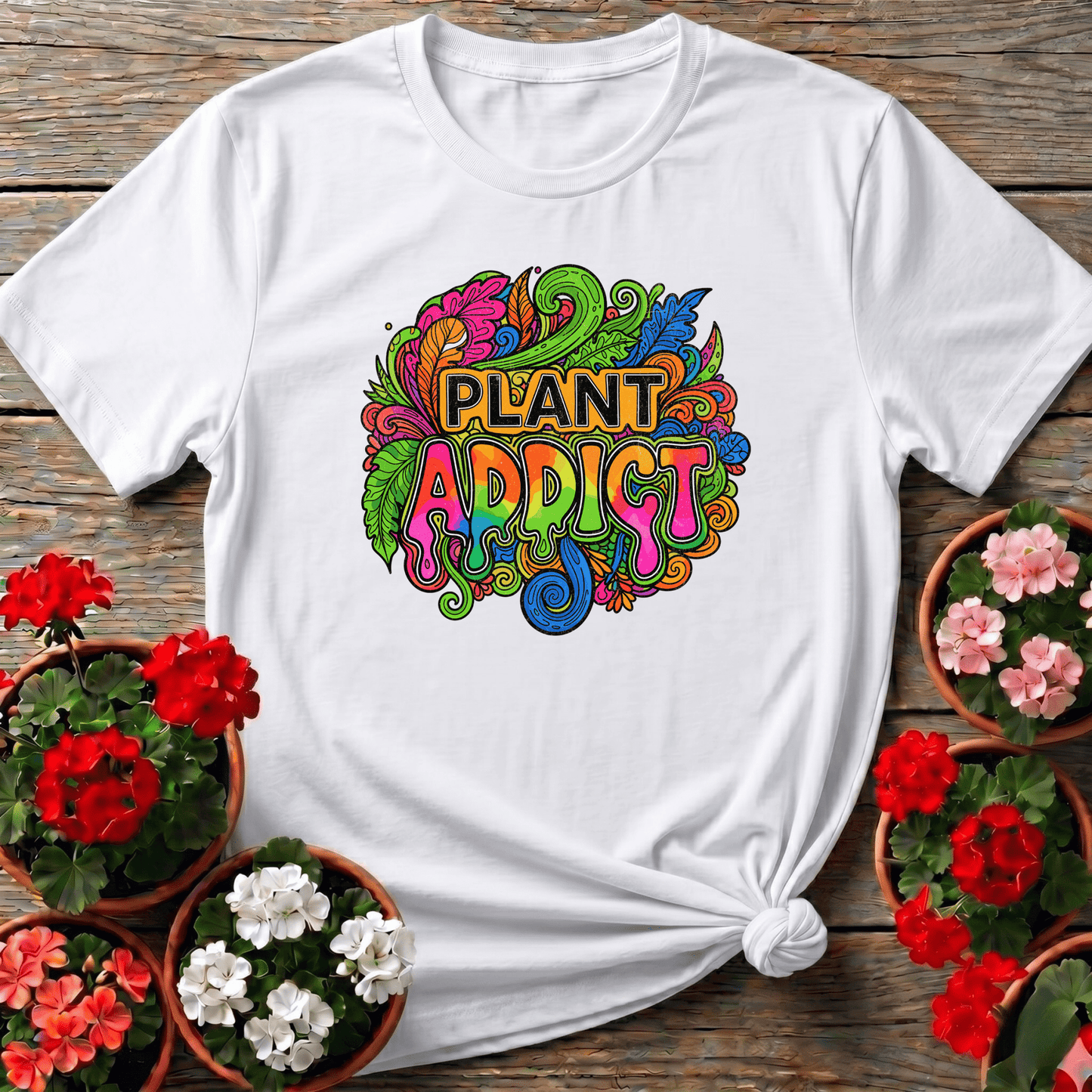 Plant Addict Psychedelic Doodle Art Plant Lover T-shirt - GardeningTshirts