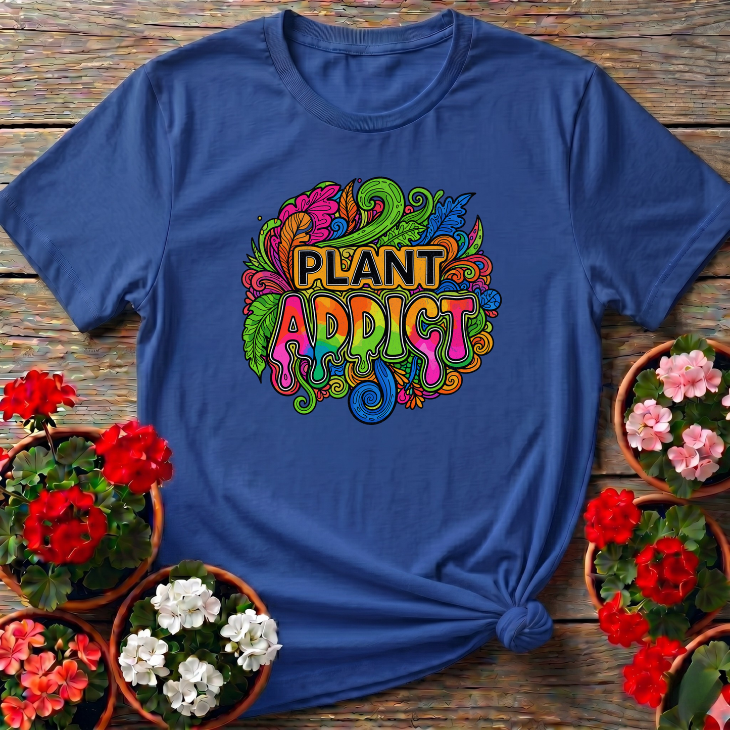 Plant Addict Psychedelic Doodle Art Plant Lover T-shirt - GardeningTshirts