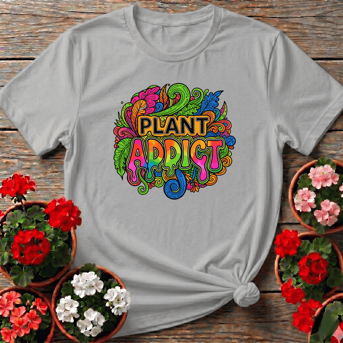 Plant Addict Psychedelic Doodle Art Plant Lover T-shirt - GardeningTshirts