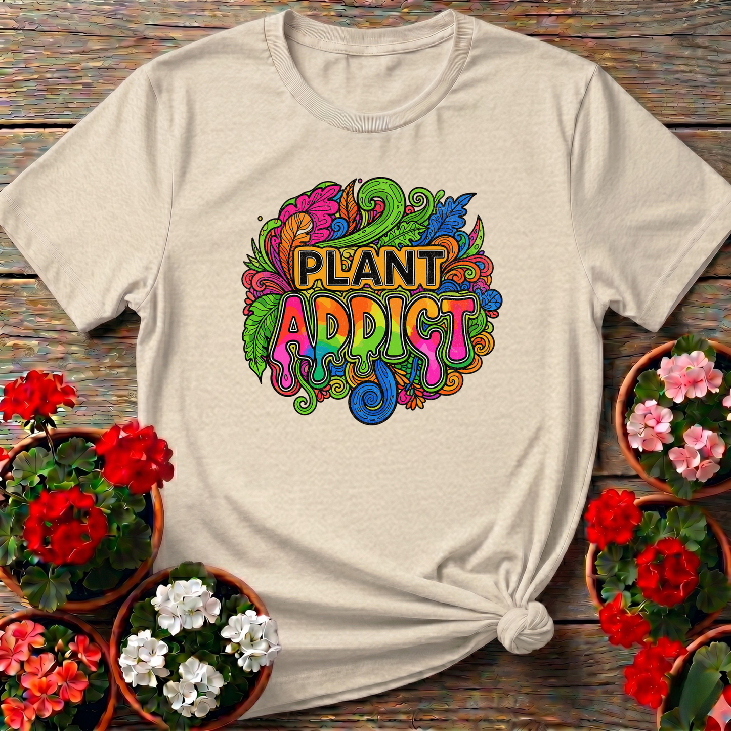 Plant Addict Psychedelic Doodle Art Plant Lover T-shirt - GardeningTshirts
