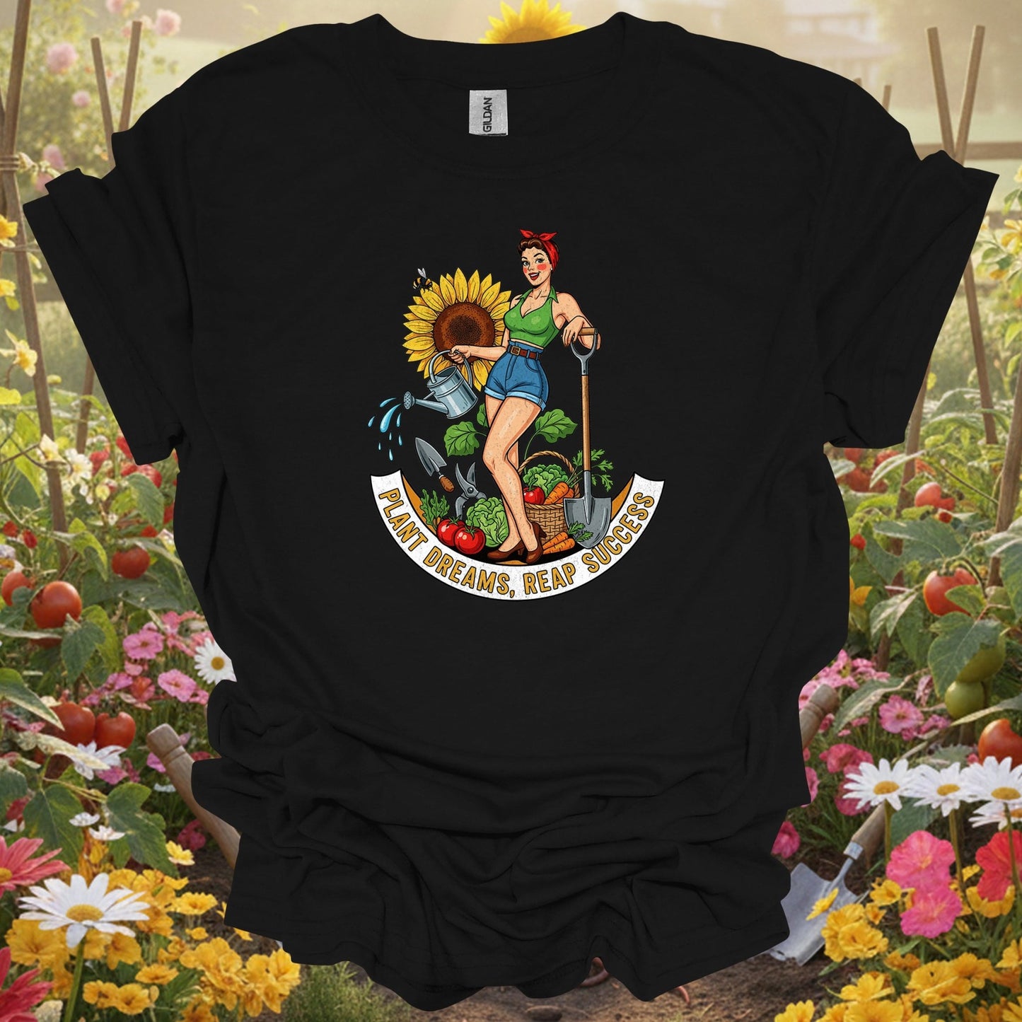Black plant dreams reap success gardening shirt for sassy gardeners, vintage art fans, goal-setters, floral lovers, and as...