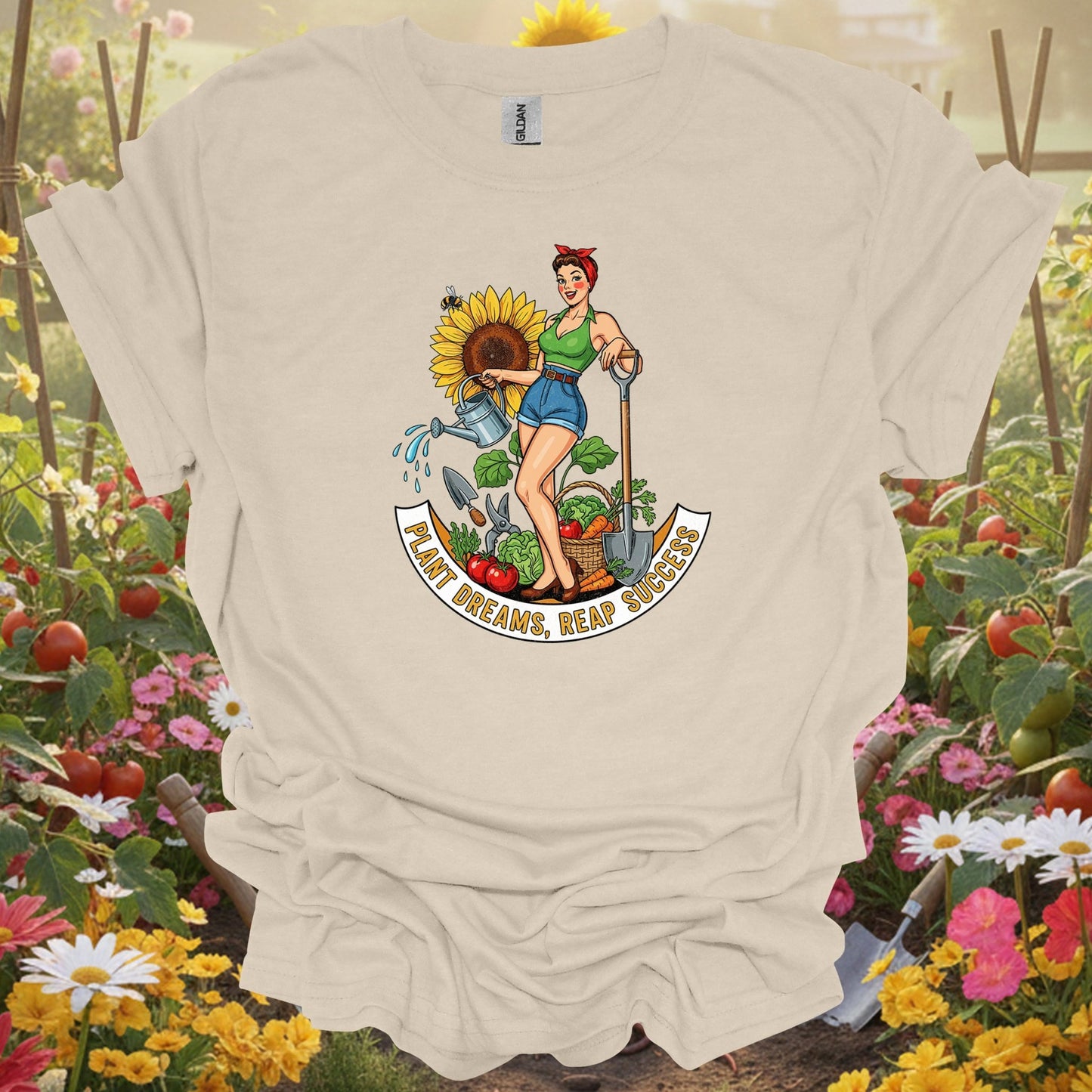 Natural plant dreams reap success gardening shirt for sassy gardeners, vintage art fans, goal-setters, floral lovers, and ...