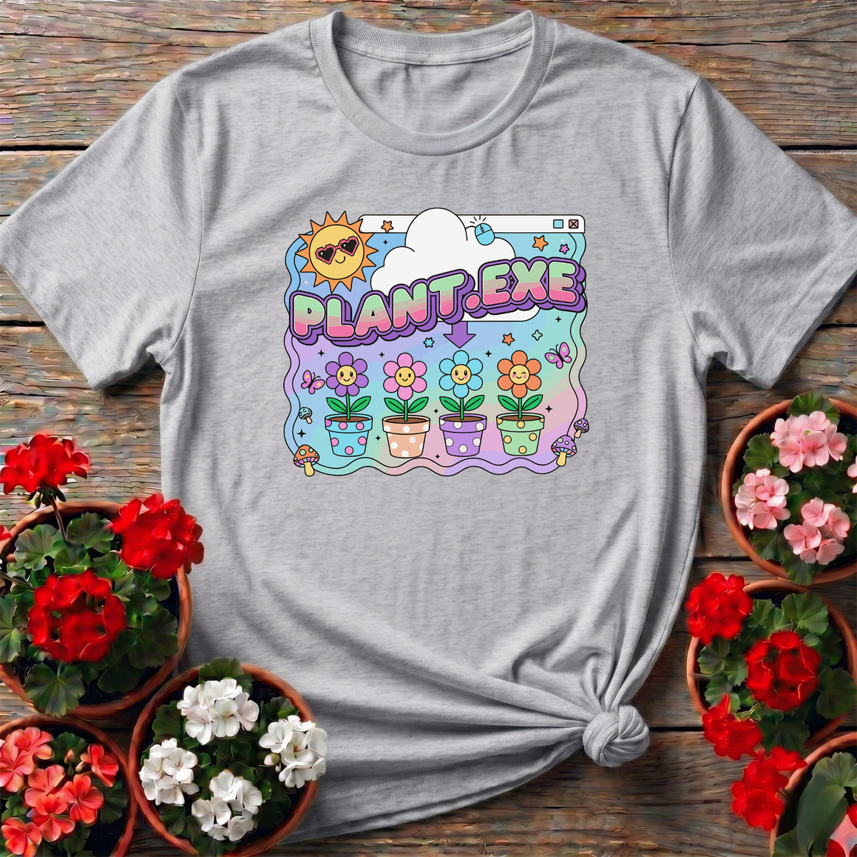 PLANT.EXE Y2K Funny Retro Floppy Disk T-shirt - GardeningTshirts