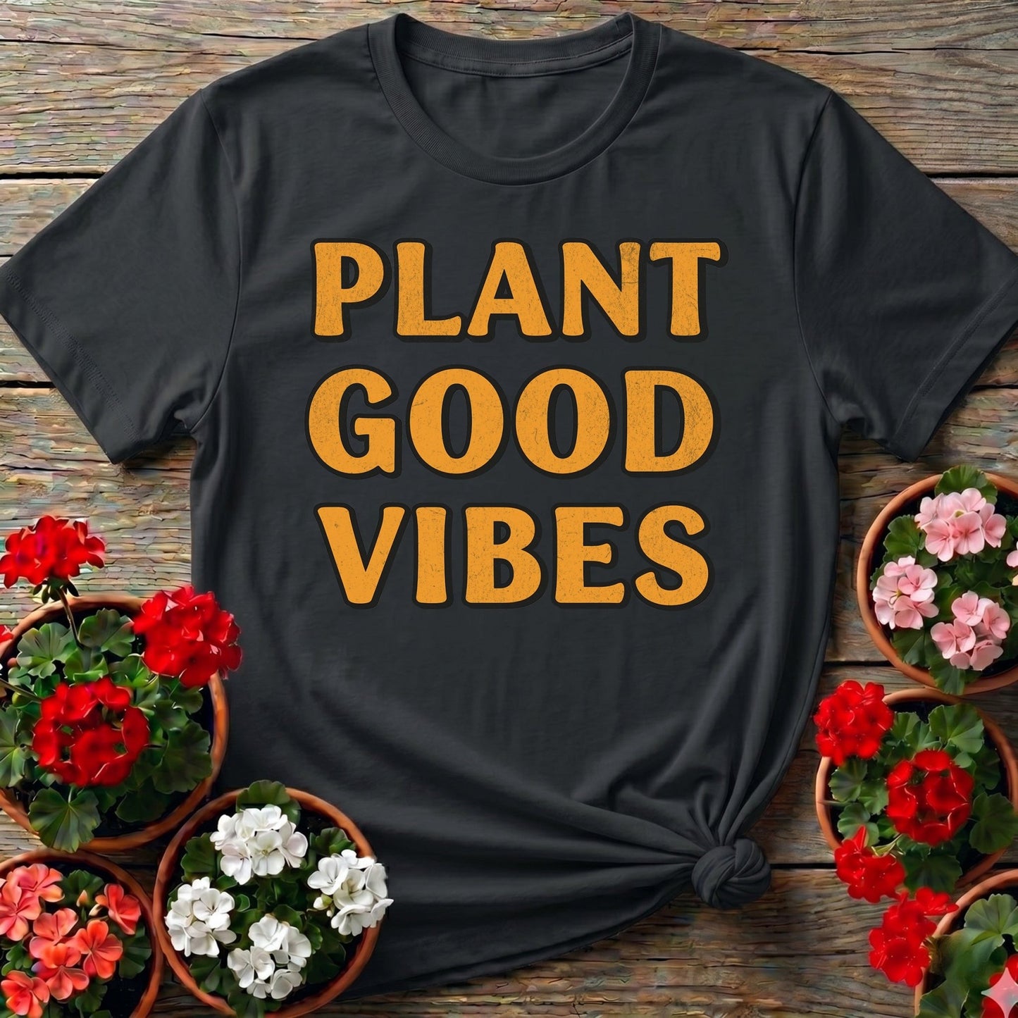 PLANT GOOD VIBES Bold T-shirt - GardeningTshirts