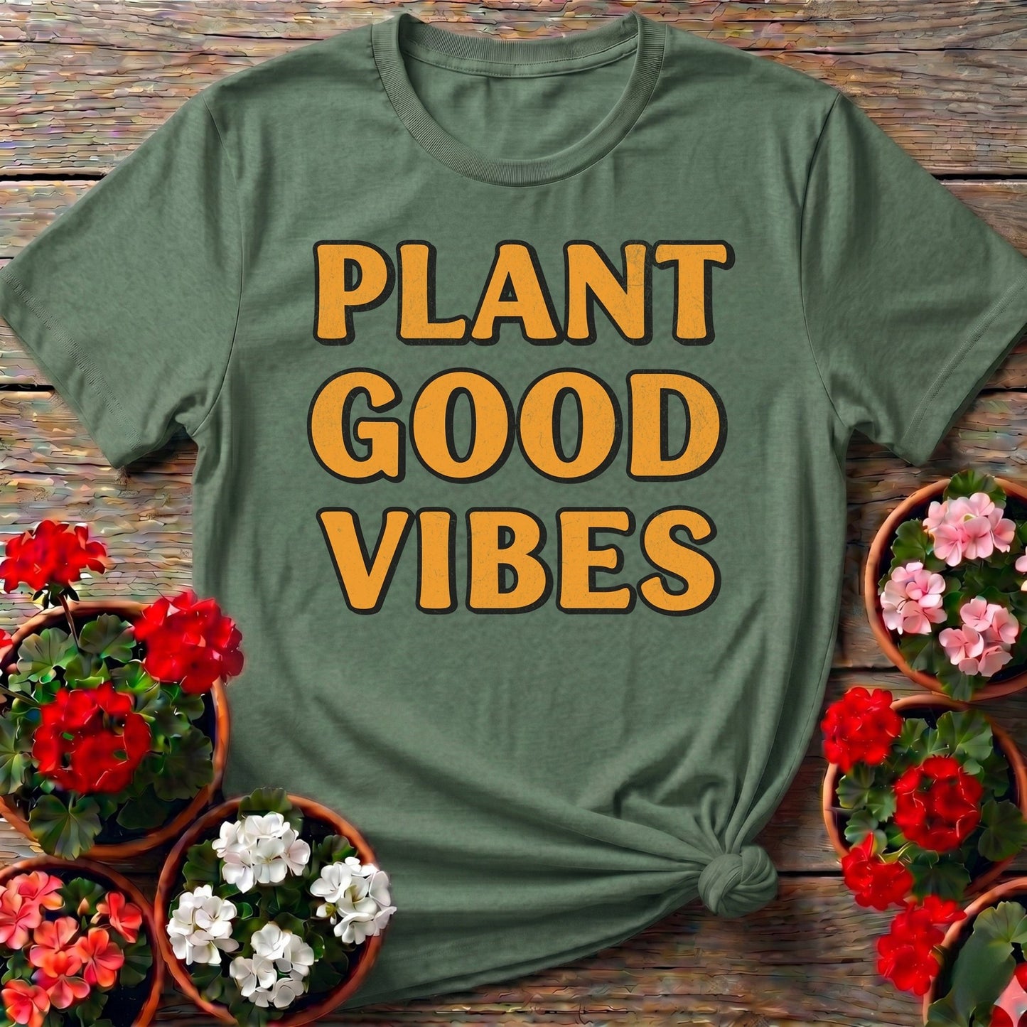 PLANT GOOD VIBES Bold T-shirt - GardeningTshirts