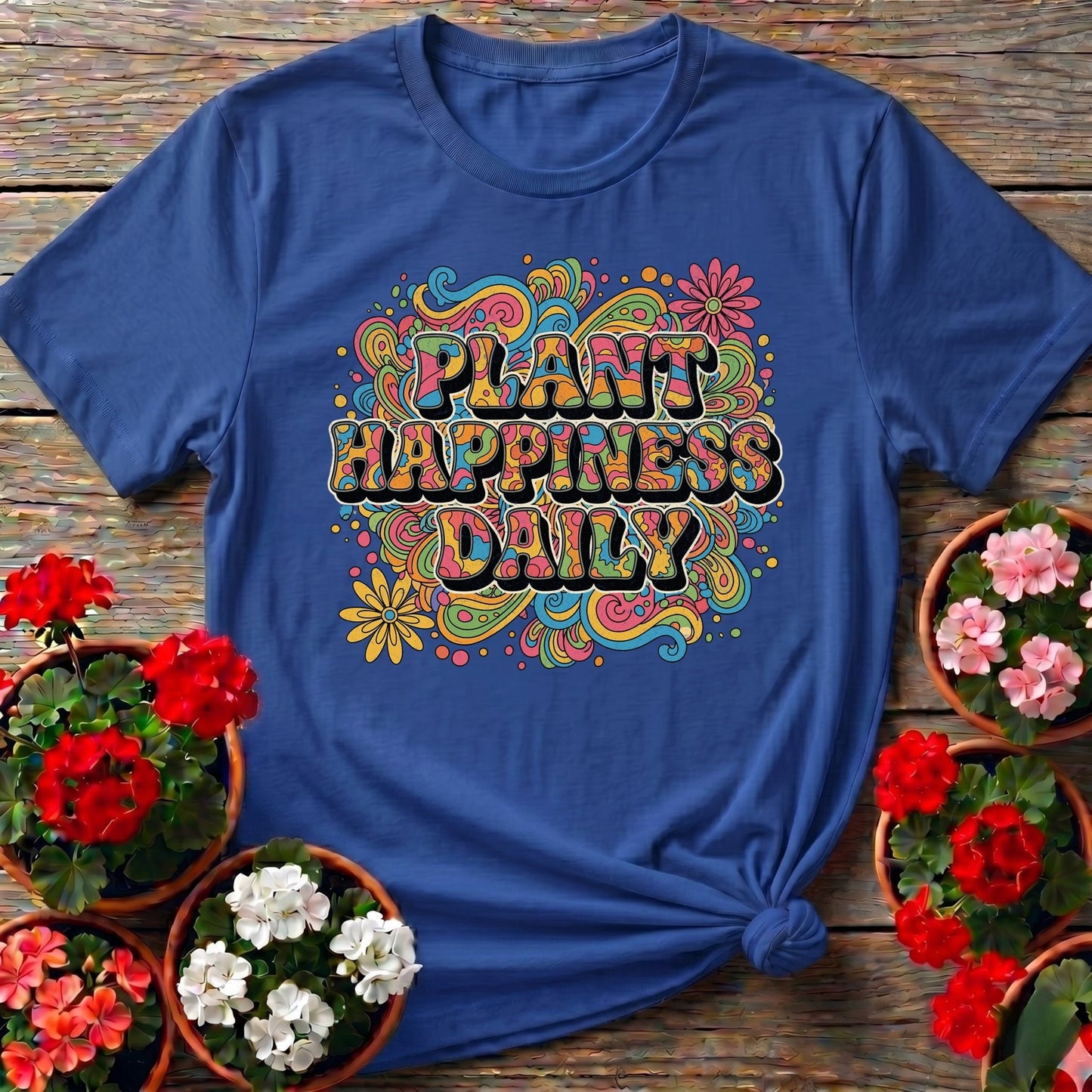 Plant Happiness Daily Psychedelic Groovy T-shirt - GardeningTshirts