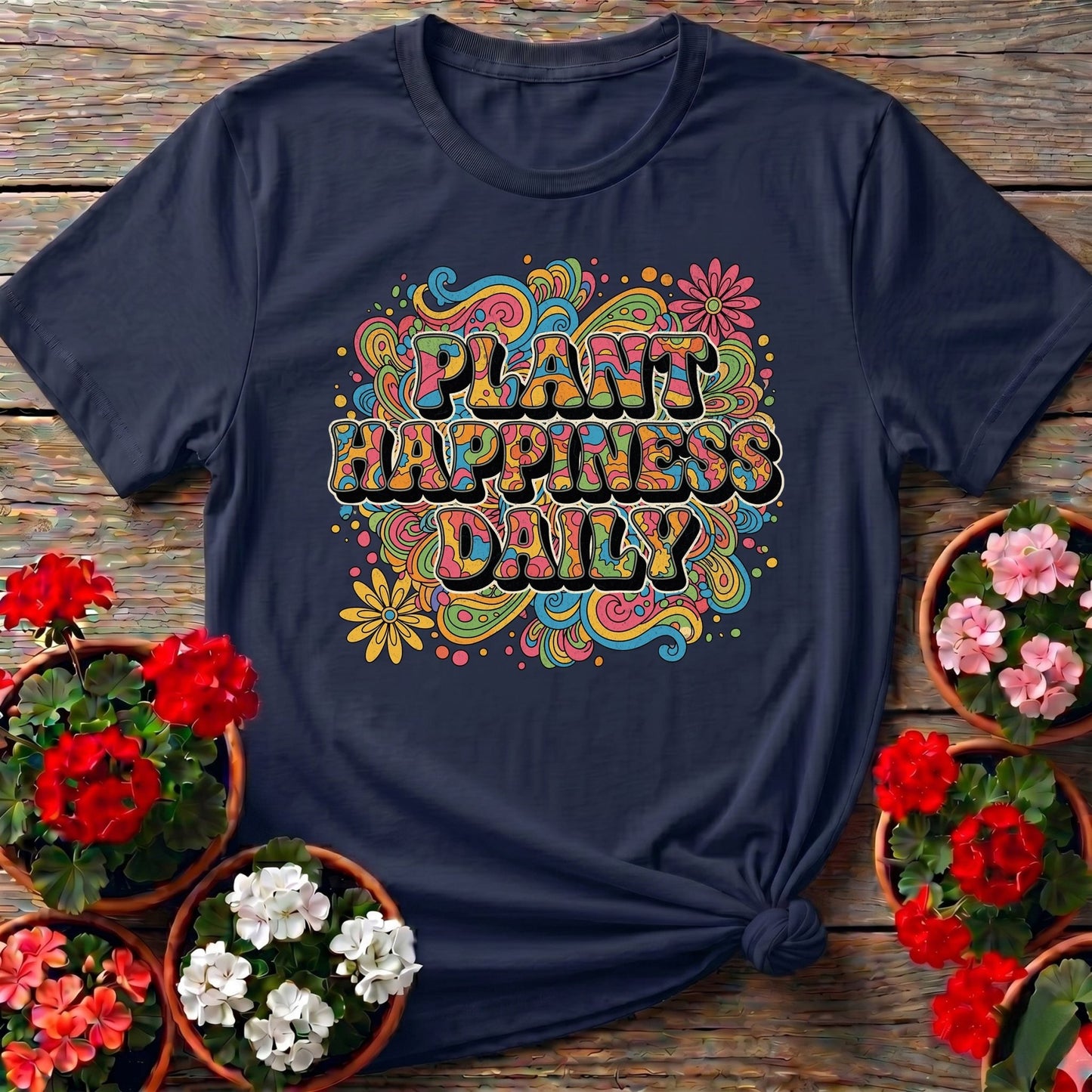 Plant Happiness Daily Psychedelic Groovy T-shirt - GardeningTshirts