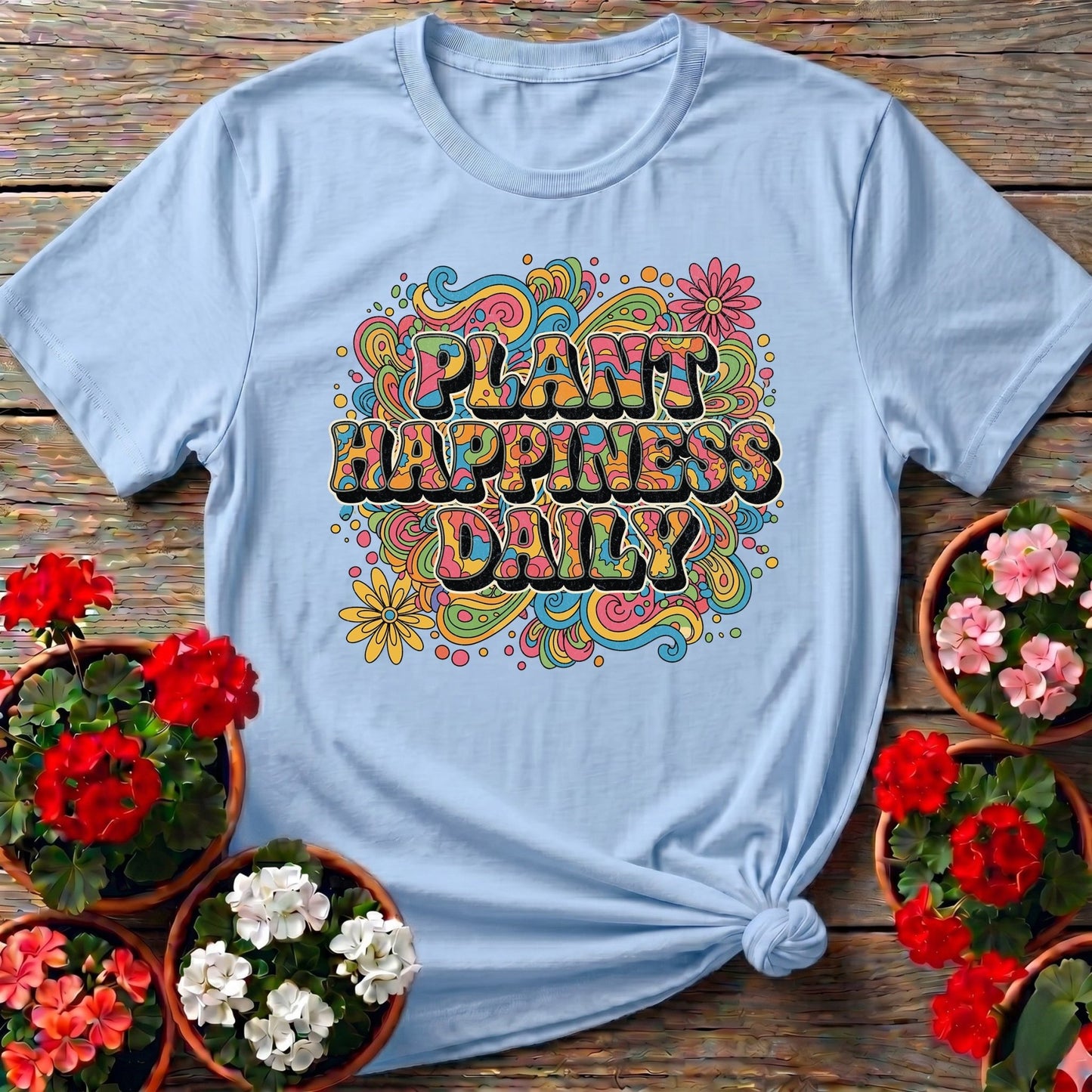 Plant Happiness Daily Psychedelic Groovy T-shirt - GardeningTshirts