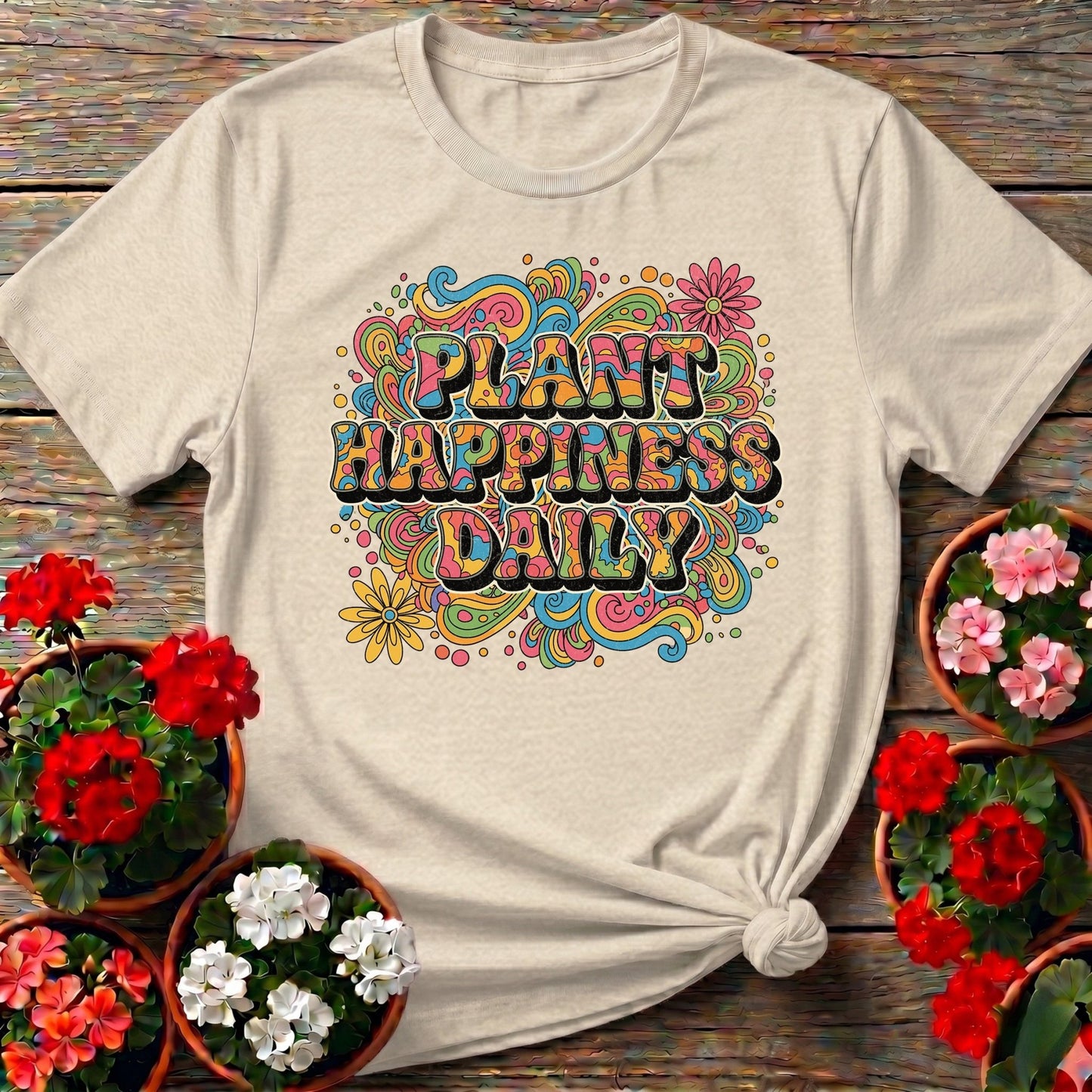 Plant Happiness Daily Psychedelic Groovy T-shirt - GardeningTshirts