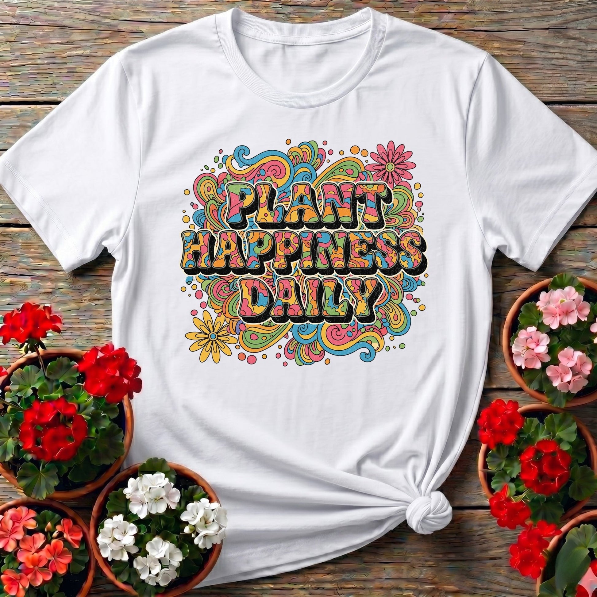 Plant Happiness Daily Psychedelic Groovy T-shirt - GardeningTshirts