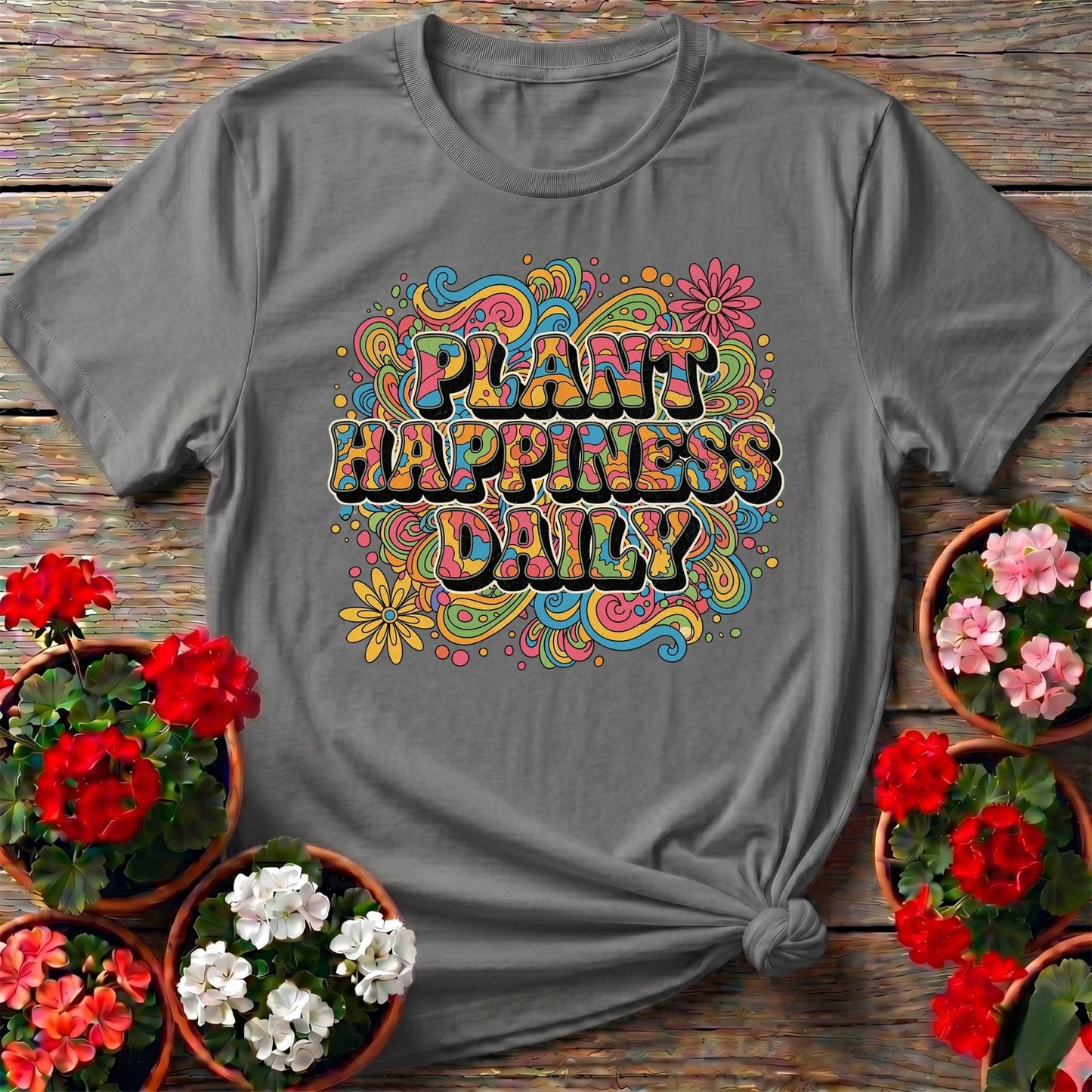 Plant Happiness Daily Psychedelic Groovy T-shirt - GardeningTshirts