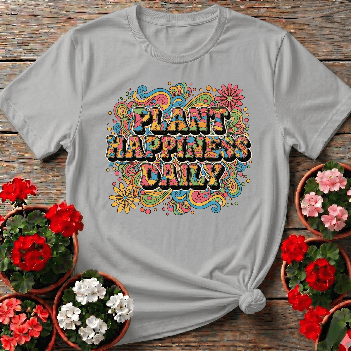 Plant Happiness Daily Psychedelic Groovy T-shirt - GardeningTshirts