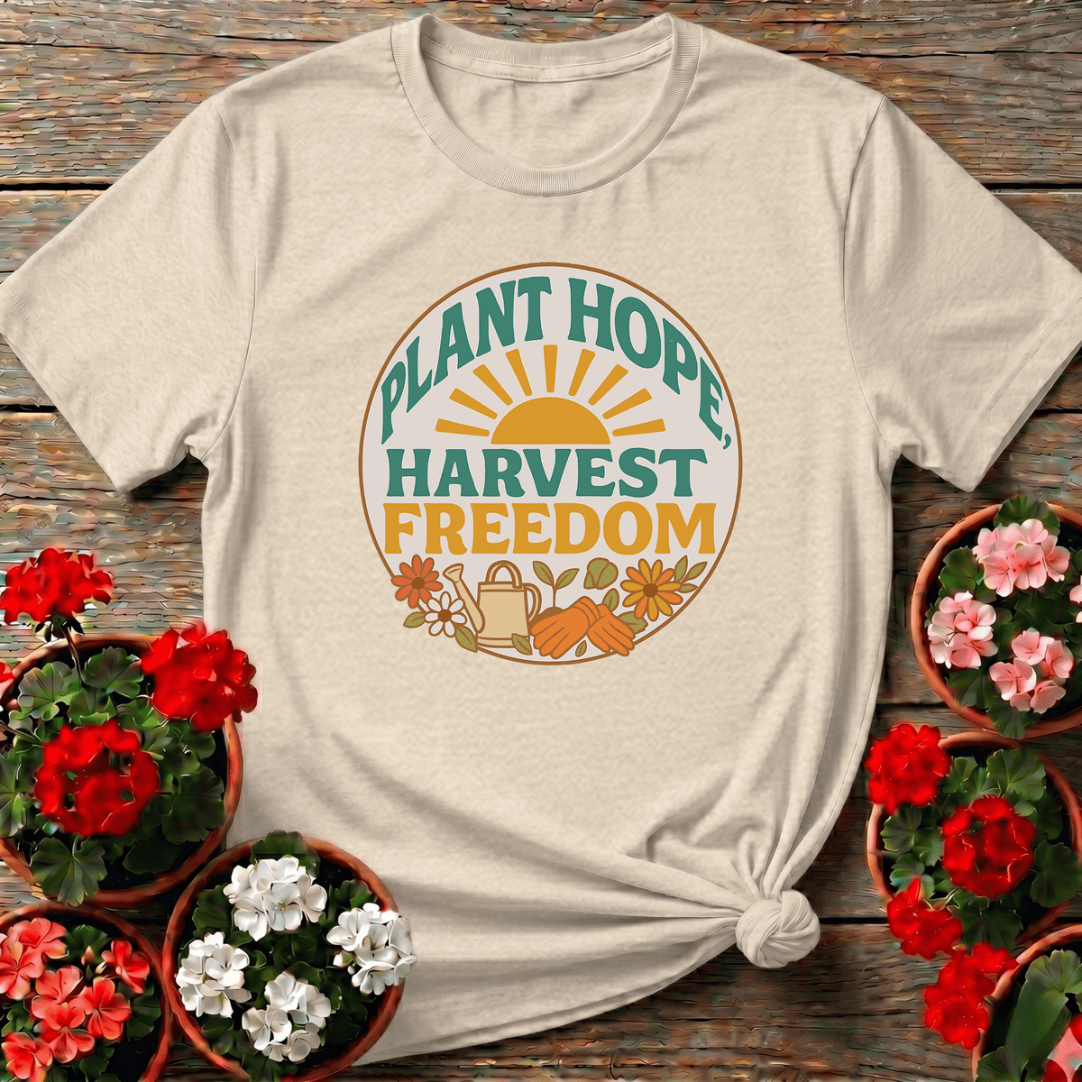 Plant Hope Harvest Freedom Gardening T-Shirt - GardeningTshirts