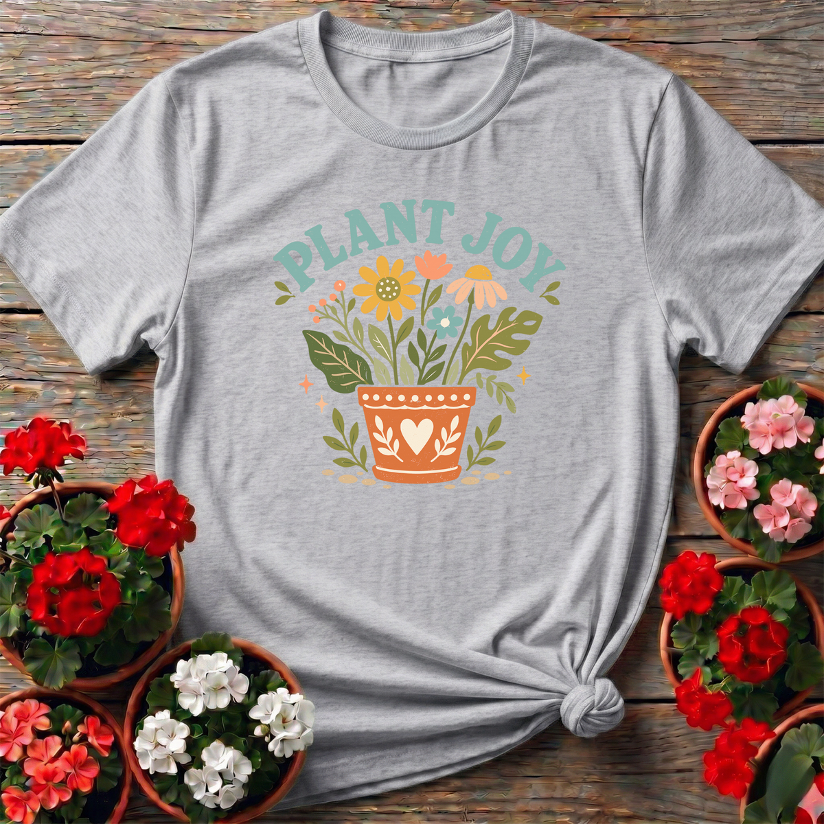 Plant Joy Terra Cotta Heart Pot Wildflower Gardening Tee - GardeningTshirts