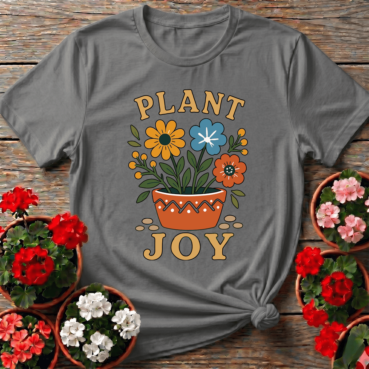 Plant Joy Floral Pot Gardening T-Shirt for Plant Lovers - GardeningTshirts
