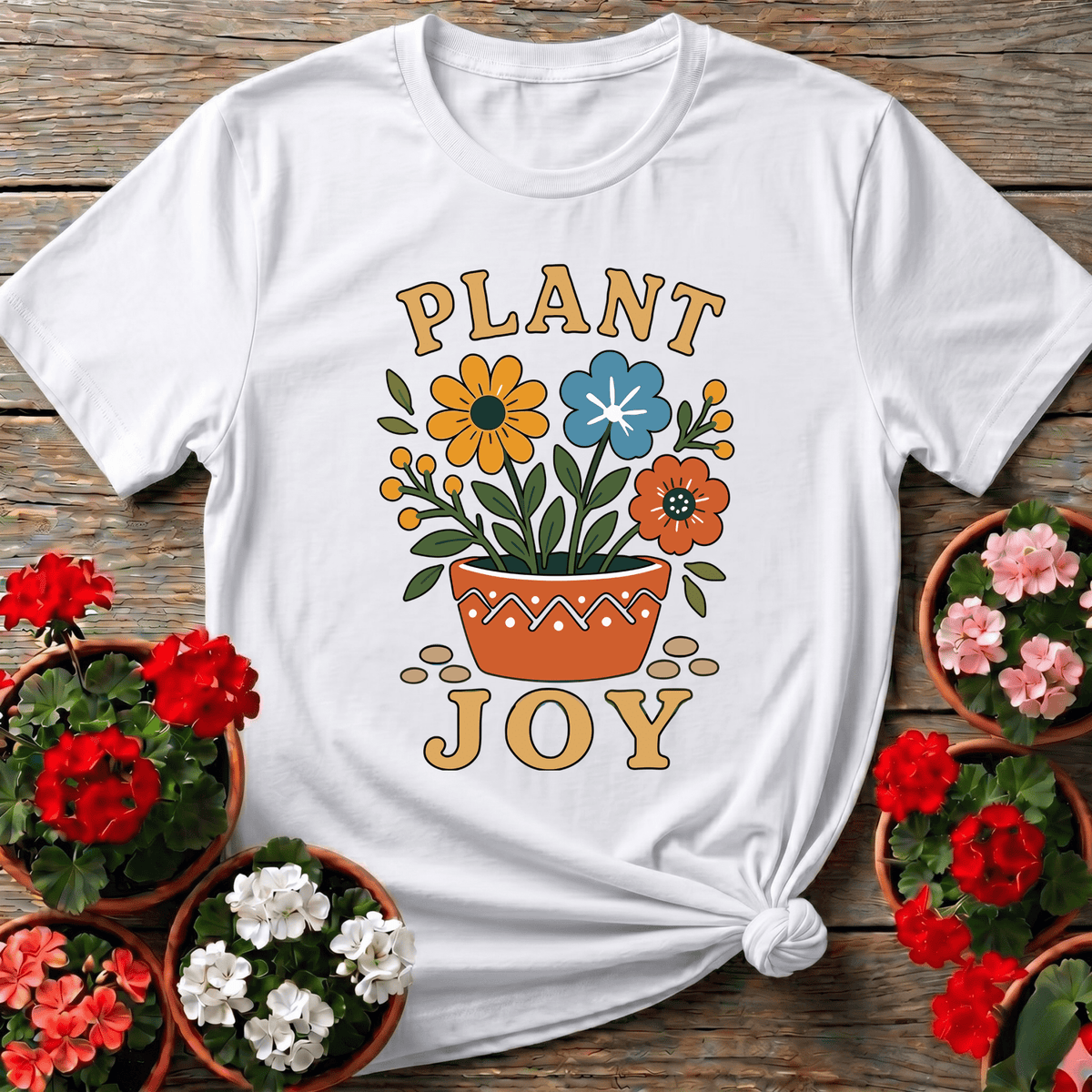 Plant Joy Floral Pot Gardening T-Shirt for Plant Lovers - GardeningTshirts