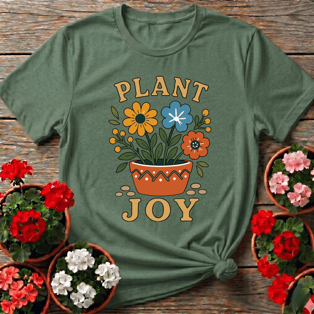 Plant Joy Floral Pot Gardening T-Shirt for Plant Lovers - GardeningTshirts