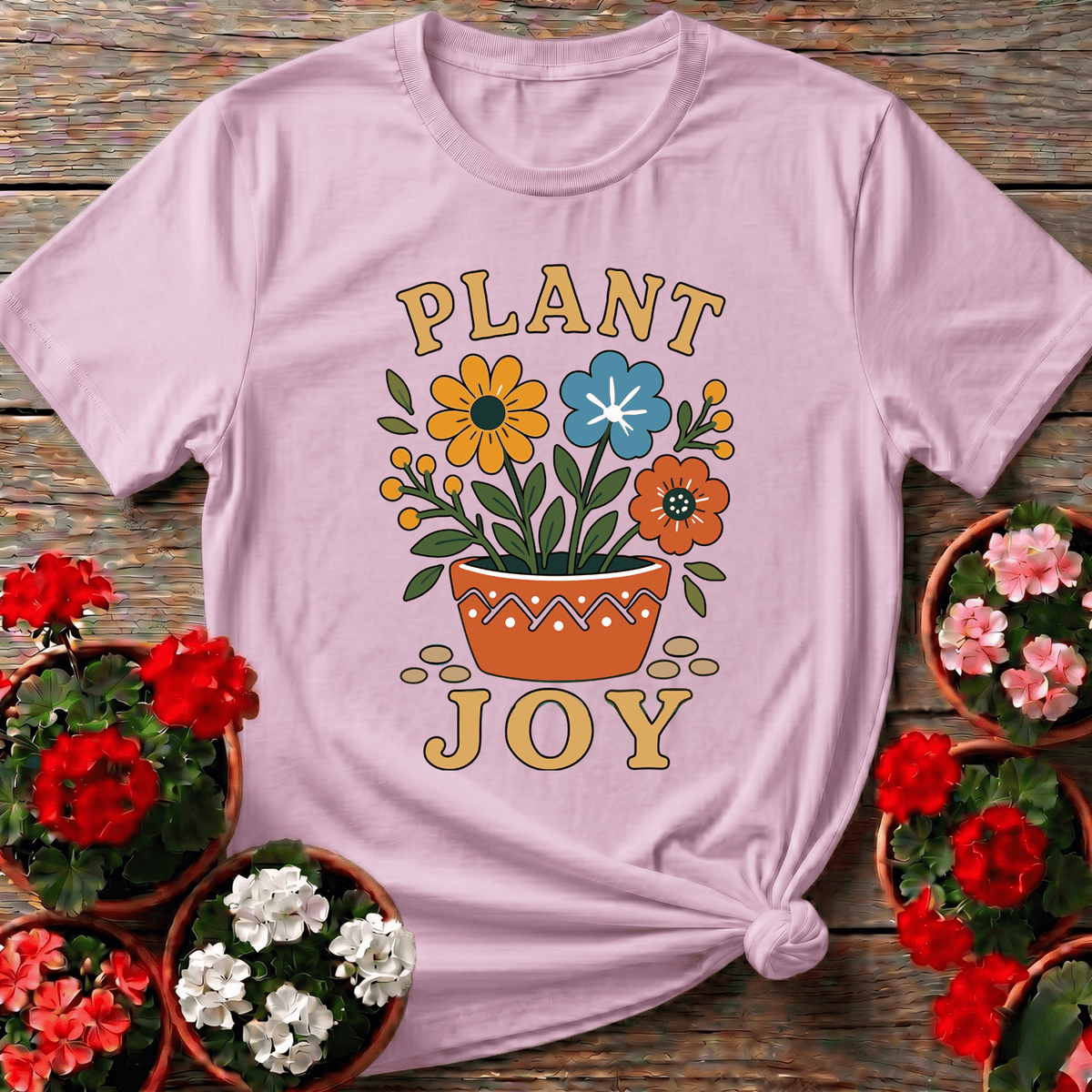 Plant Joy Floral Pot Gardening T-Shirt for Plant Lovers - GardeningTshirts