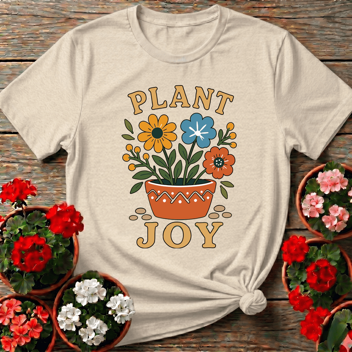 Plant Joy Floral Pot Gardening T-Shirt for Plant Lovers - GardeningTshirts