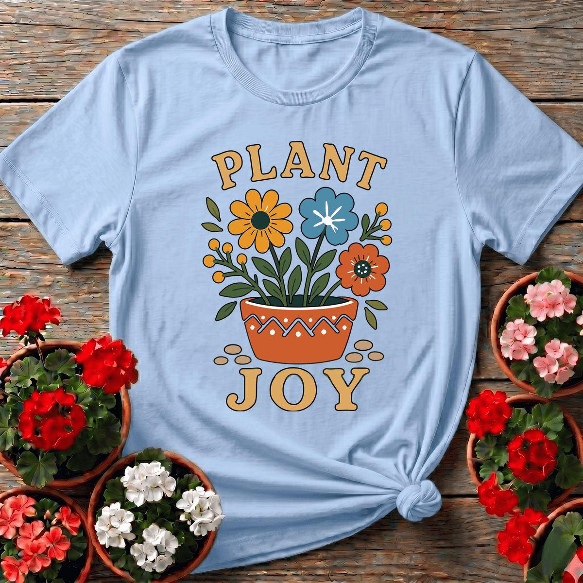 Plant Joy Floral Pot Gardening T-Shirt for Plant Lovers - GardeningTshirts