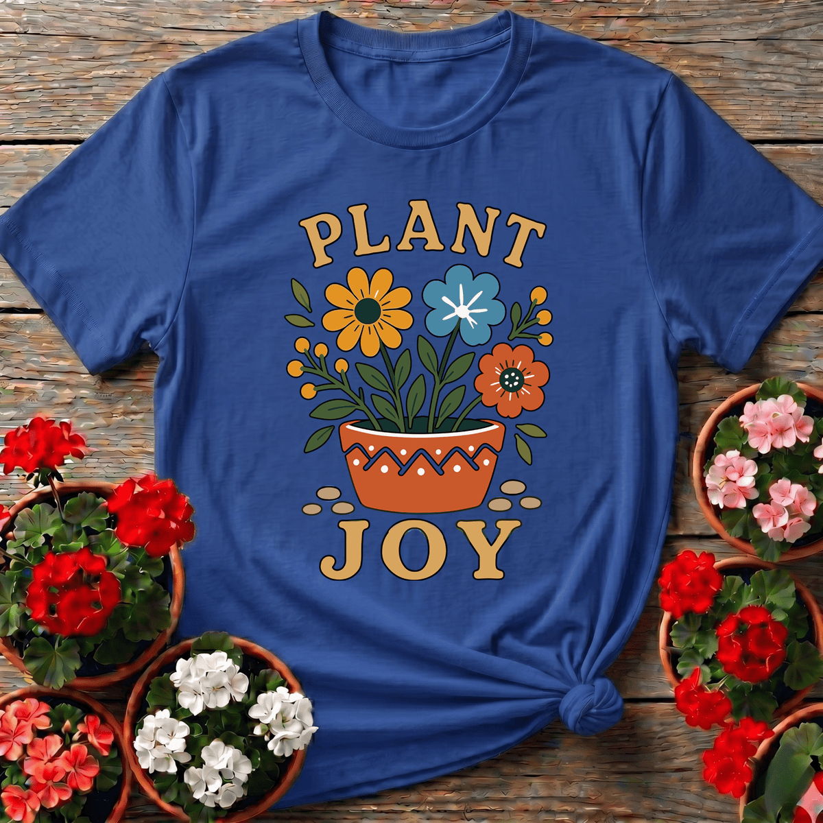 Plant Joy Floral Pot Gardening T-Shirt for Plant Lovers - GardeningTshirts