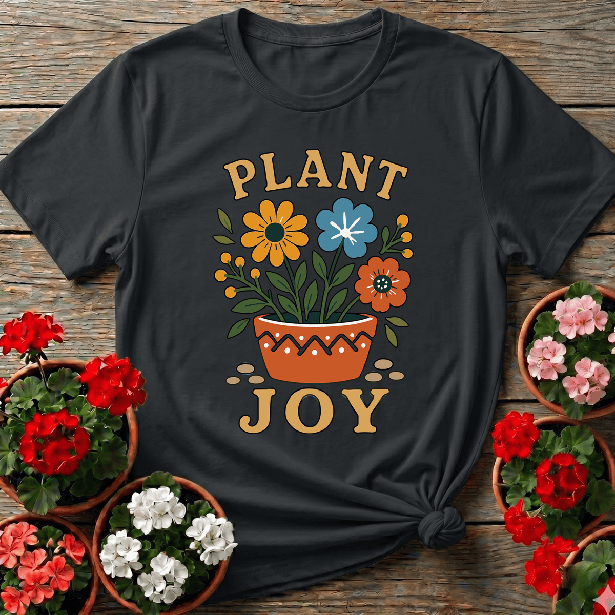 Plant Joy Floral Pot Gardening T-Shirt for Plant Lovers - GardeningTshirts