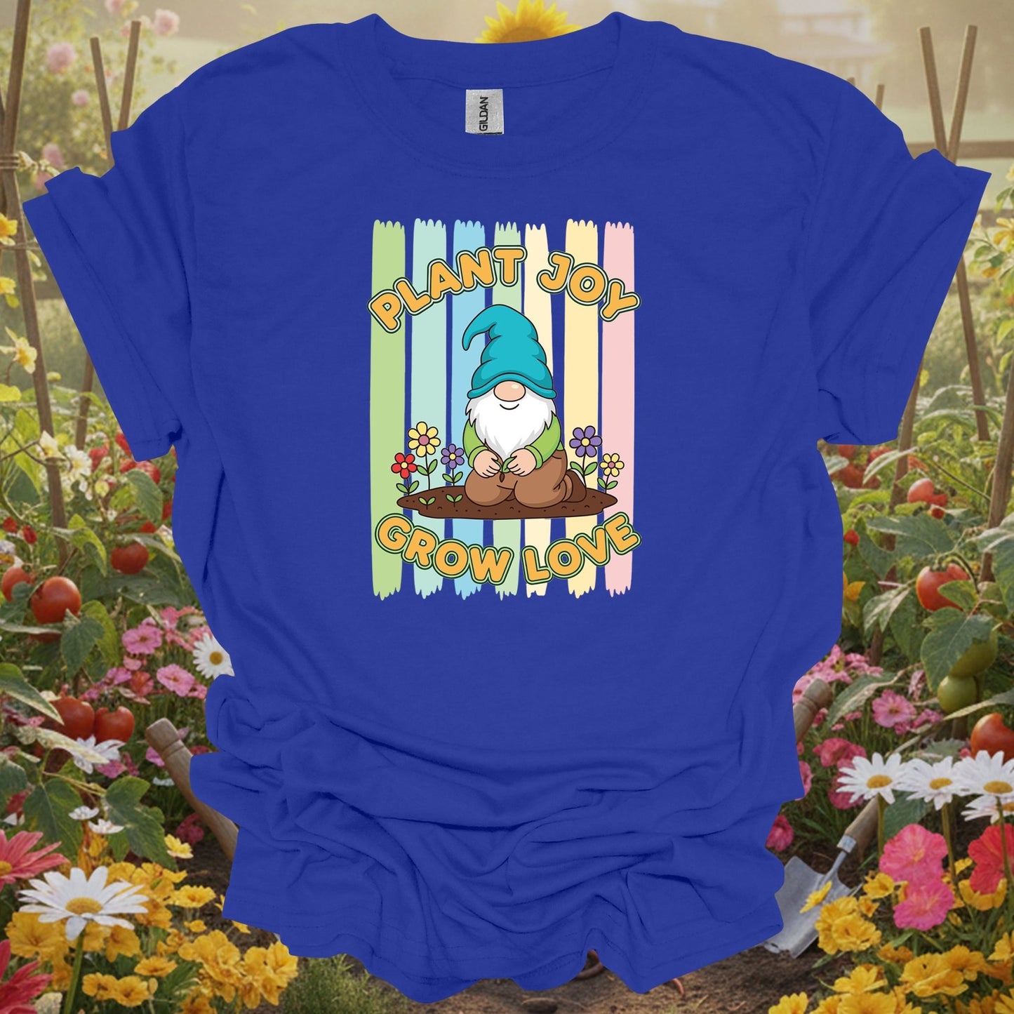 Royal top showing plant joy grow love whimsical garden gnome for folks who love garden decor