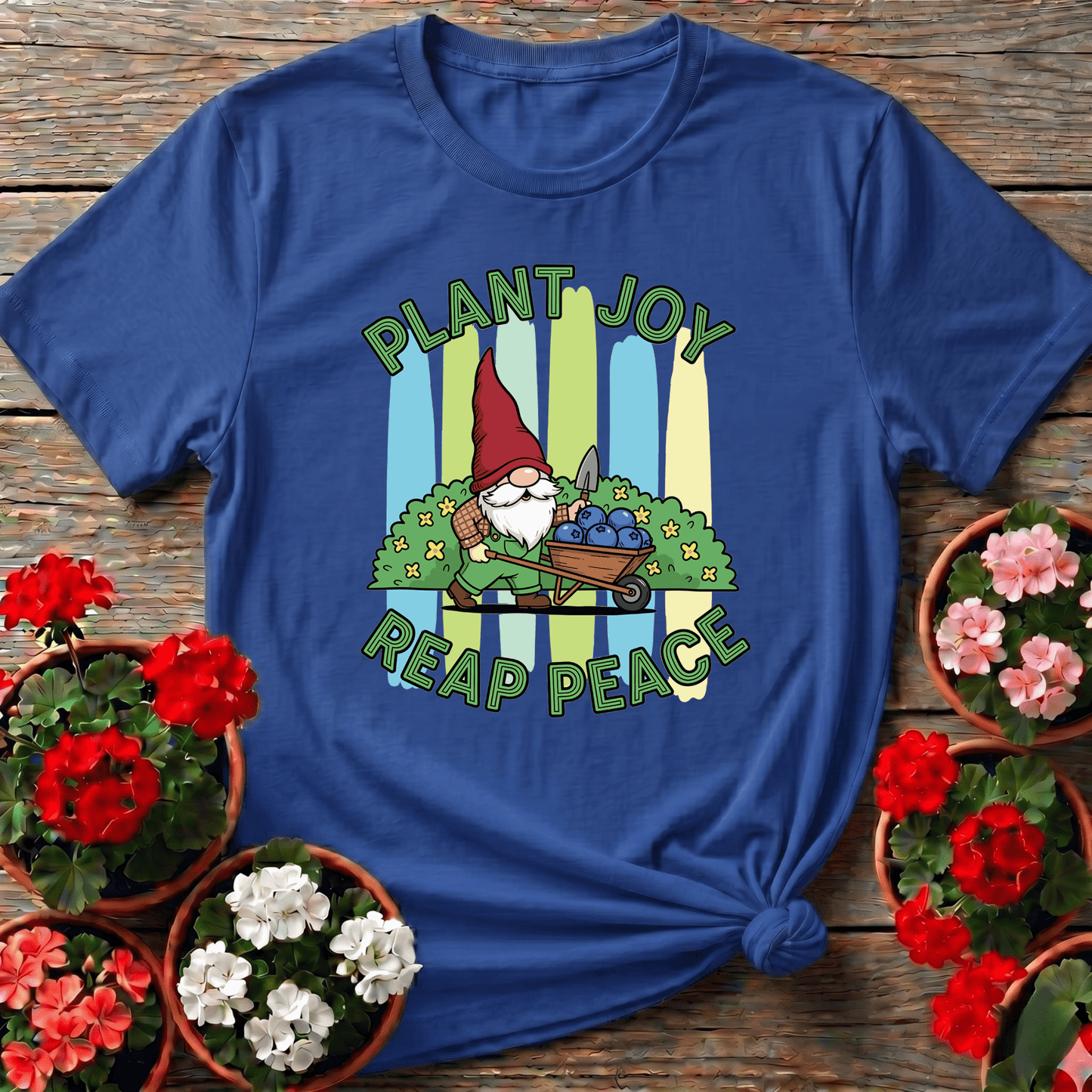 Plant Joy Reap Peace Witty Bearded Gnome Tee - GardeningTshirts