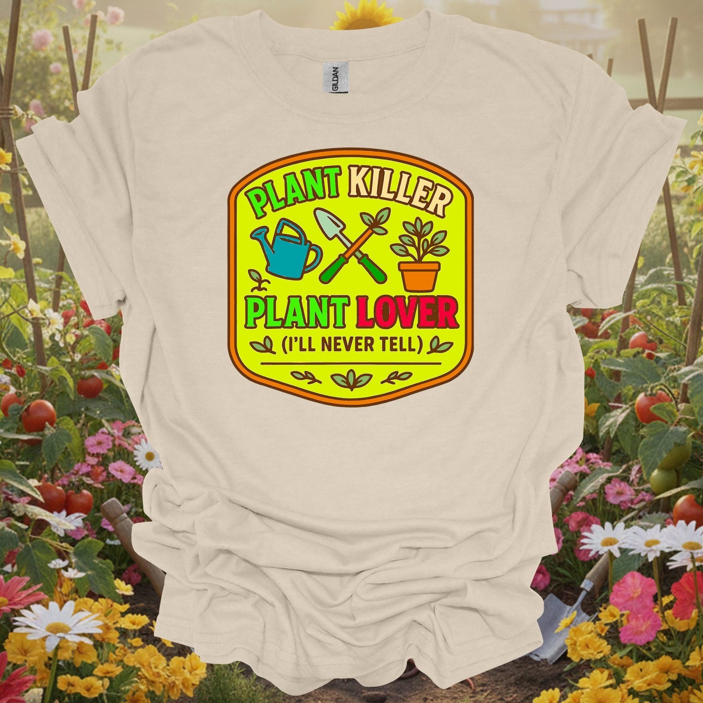 Natural tshirt showing embrace the reality of the growing season with this hilarious badge design for abundance manifestors celebrating productive harvests
