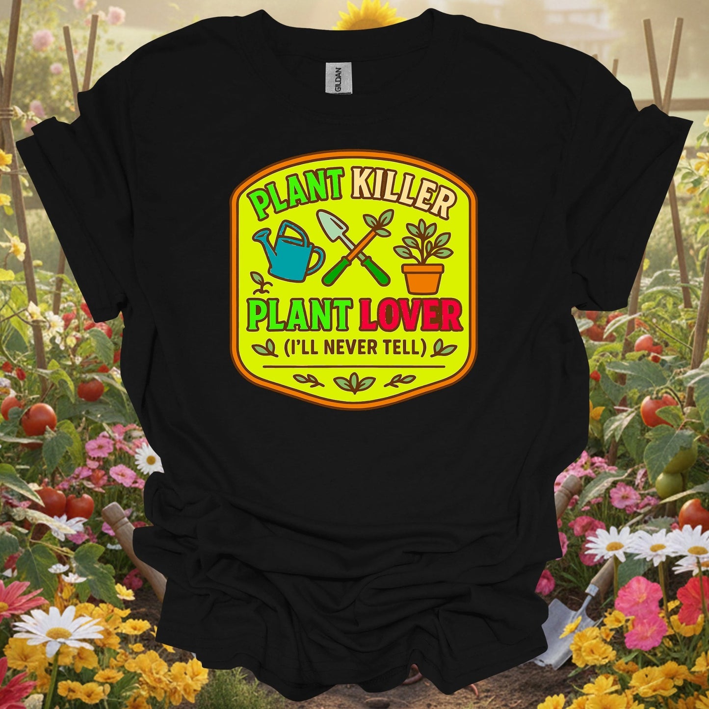 Black tshirt showing embrace the reality of the growing season with this hilarious badge design for abundance manifestors celebrating productive harvests