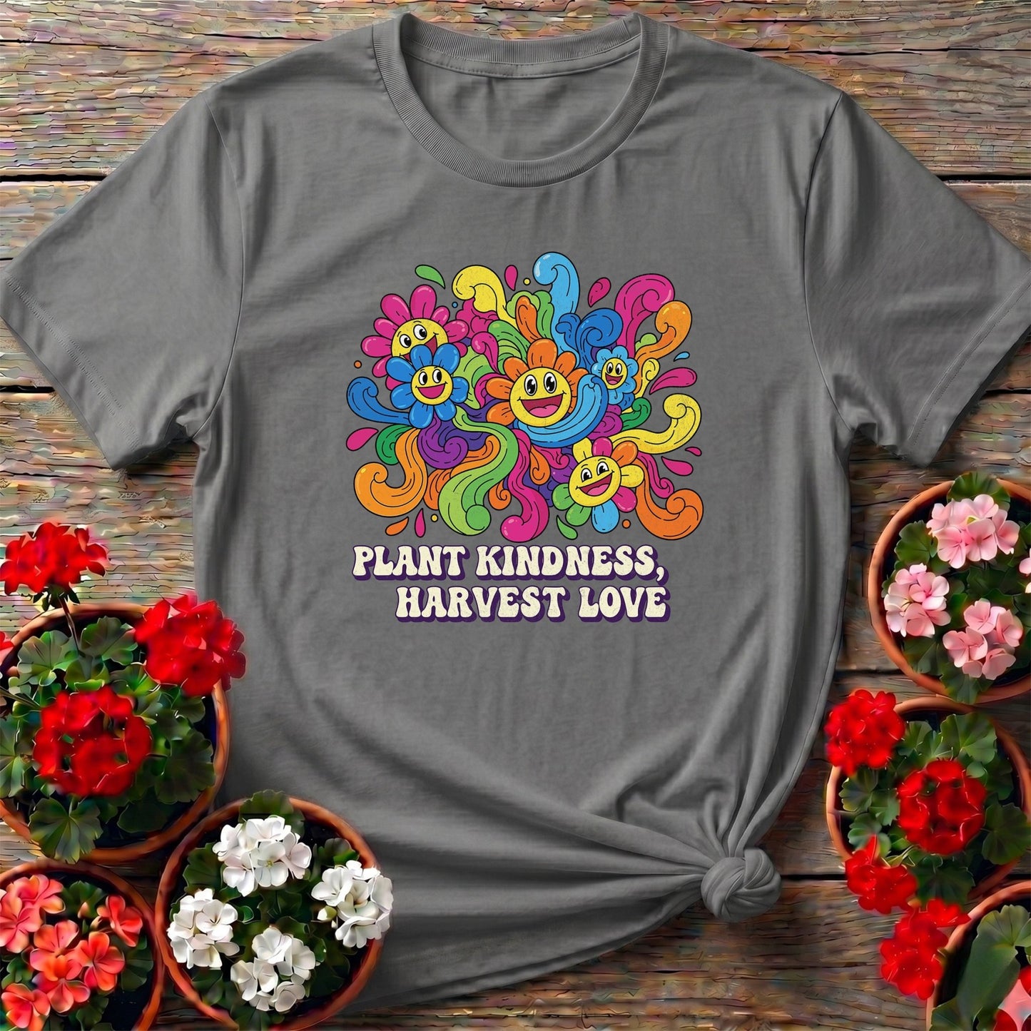 Plant Kindness Harvest Love Psychedelic Garden Tee - GardeningTshirts
