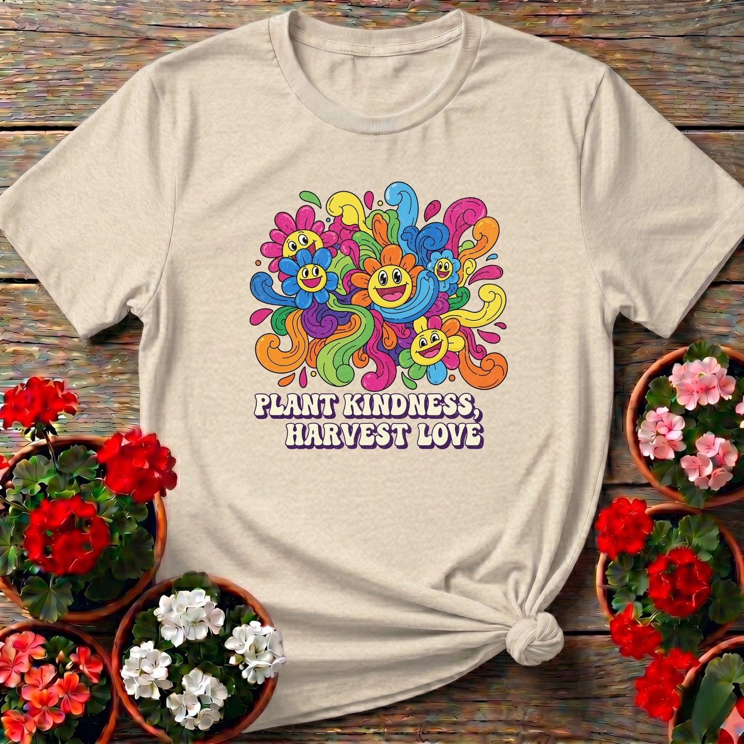 Plant Kindness Harvest Love Psychedelic Garden Tee - GardeningTshirts