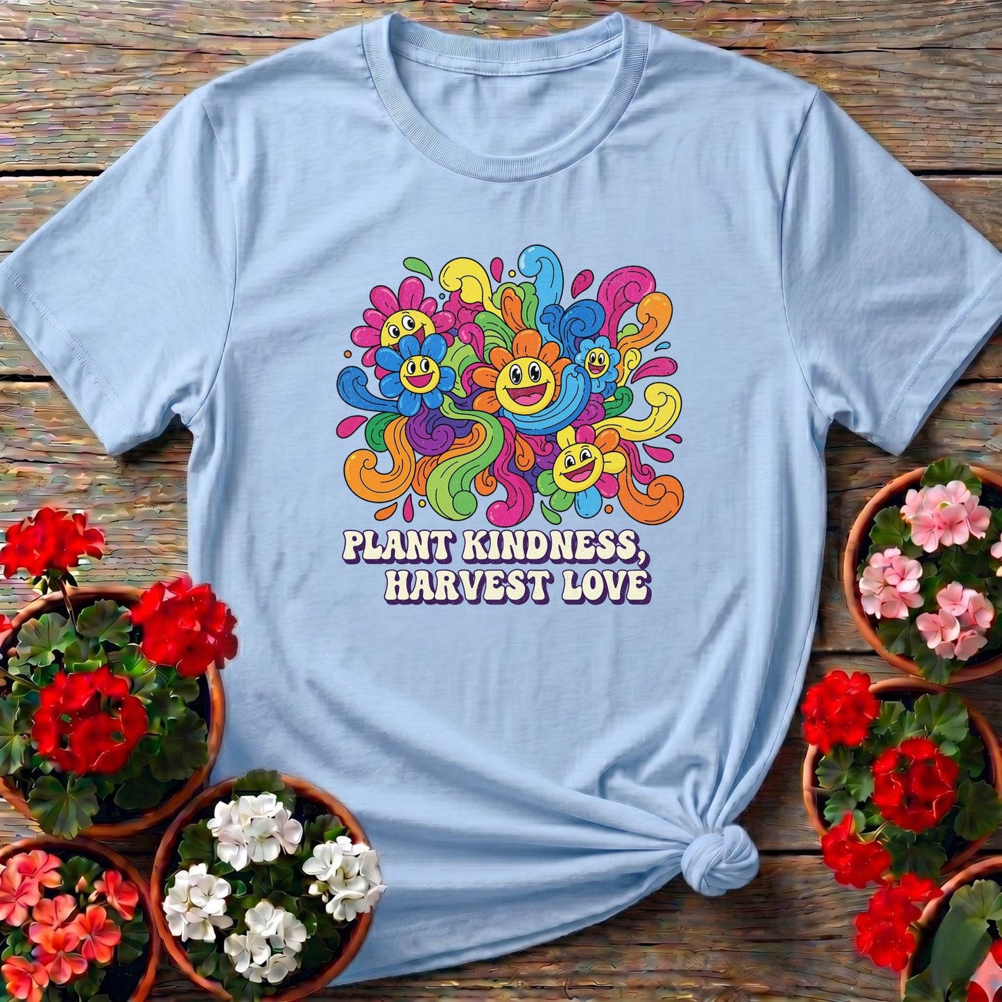 Plant Kindness Harvest Love Psychedelic Garden Tee - GardeningTshirts