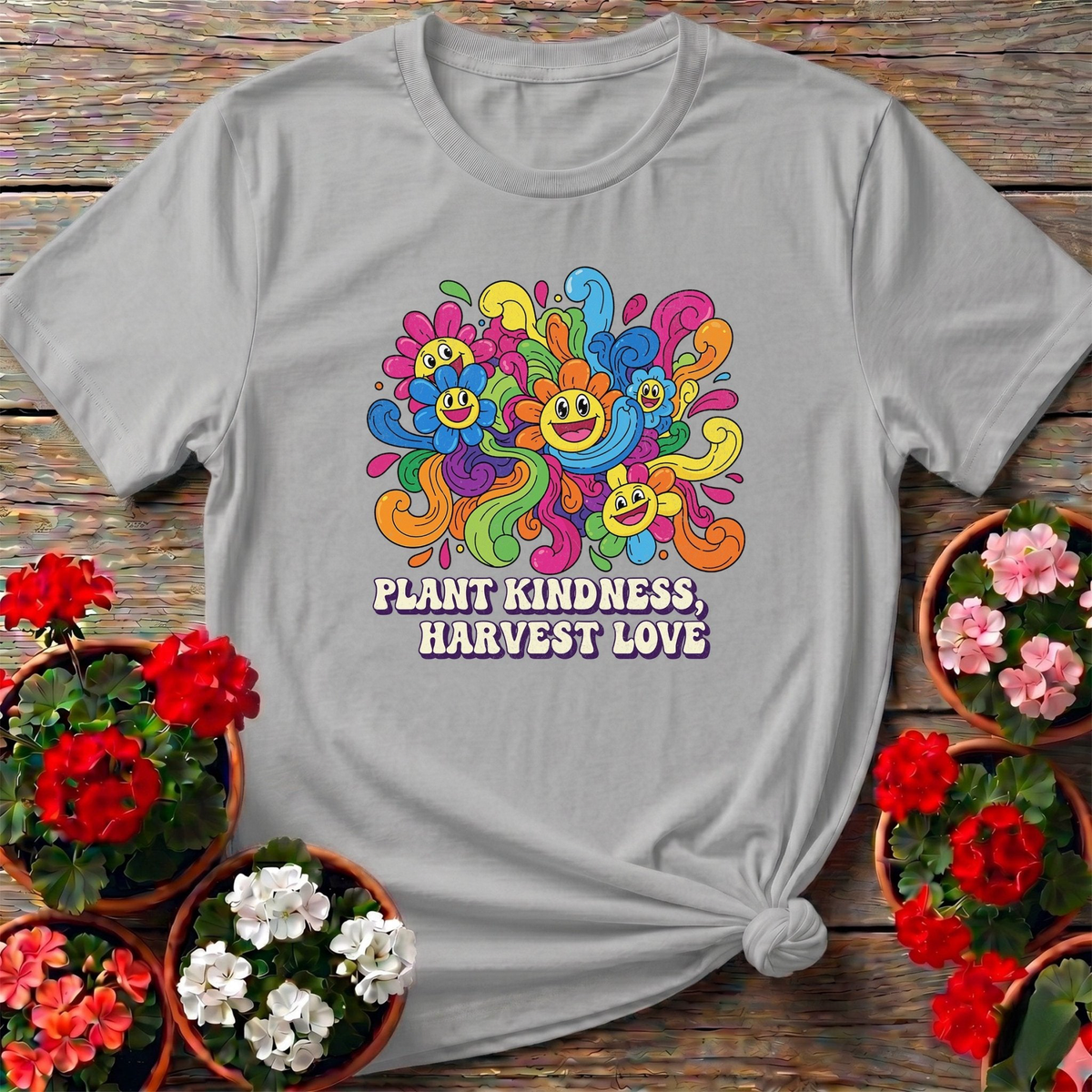 Plant Kindness Harvest Love Psychedelic Garden Tee - GardeningTshirts