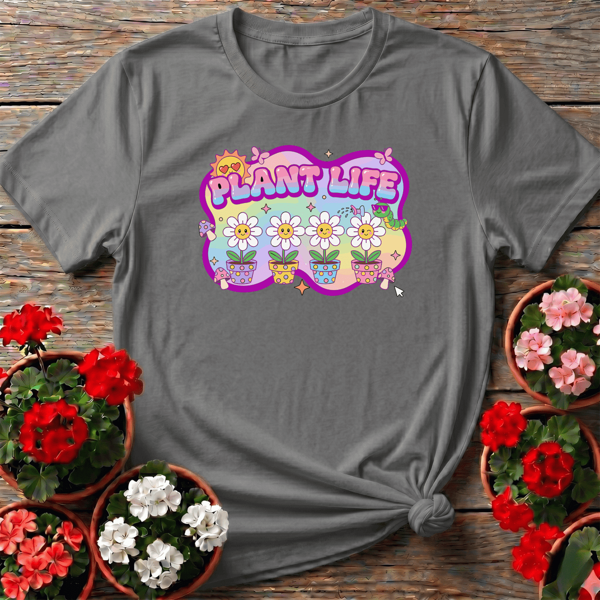 Plant Life Kawaii Daisy Gardening T-Shirt for Plant Lovers - GardeningTshirts