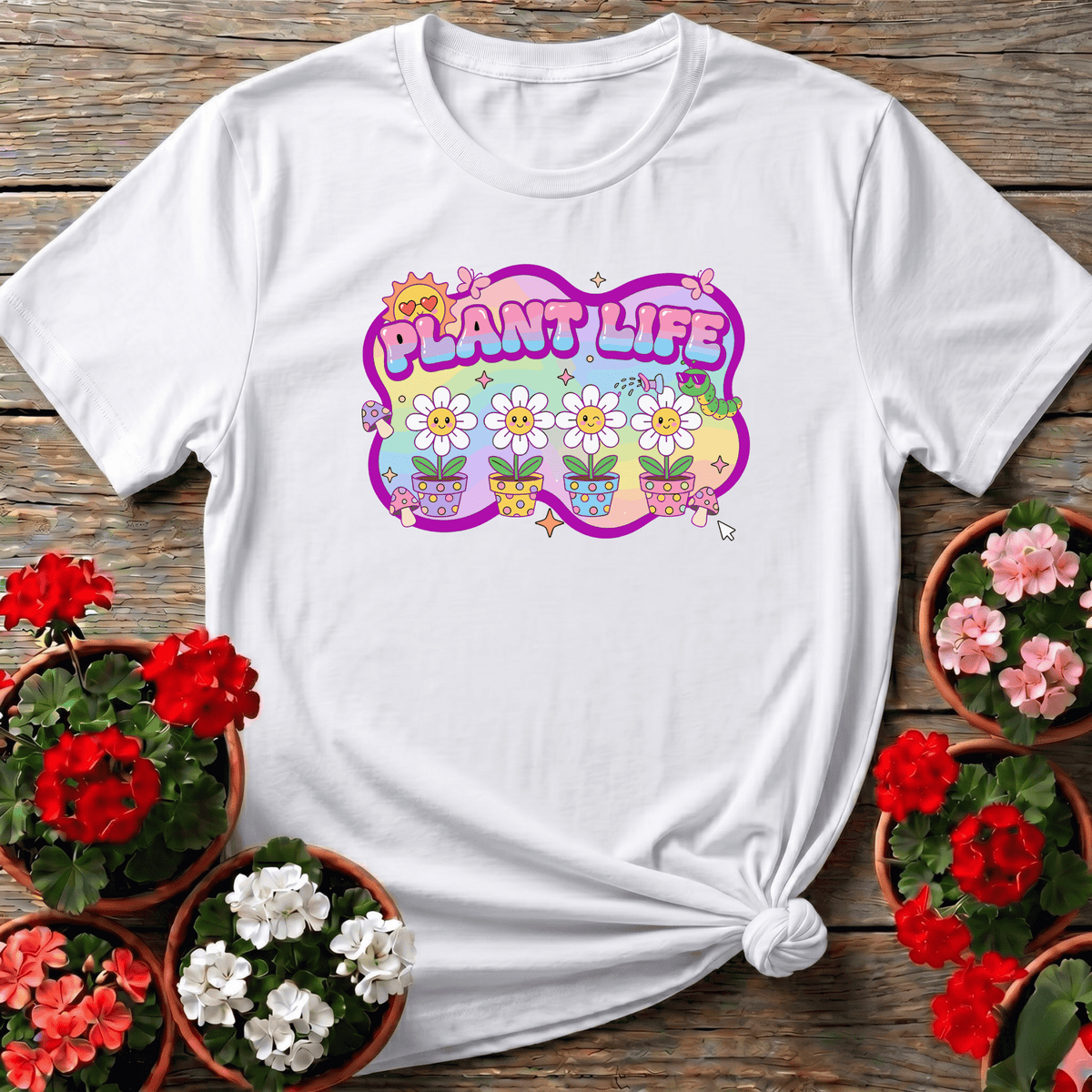 Plant Life Kawaii Daisy Gardening T-Shirt for Plant Lovers - GardeningTshirts