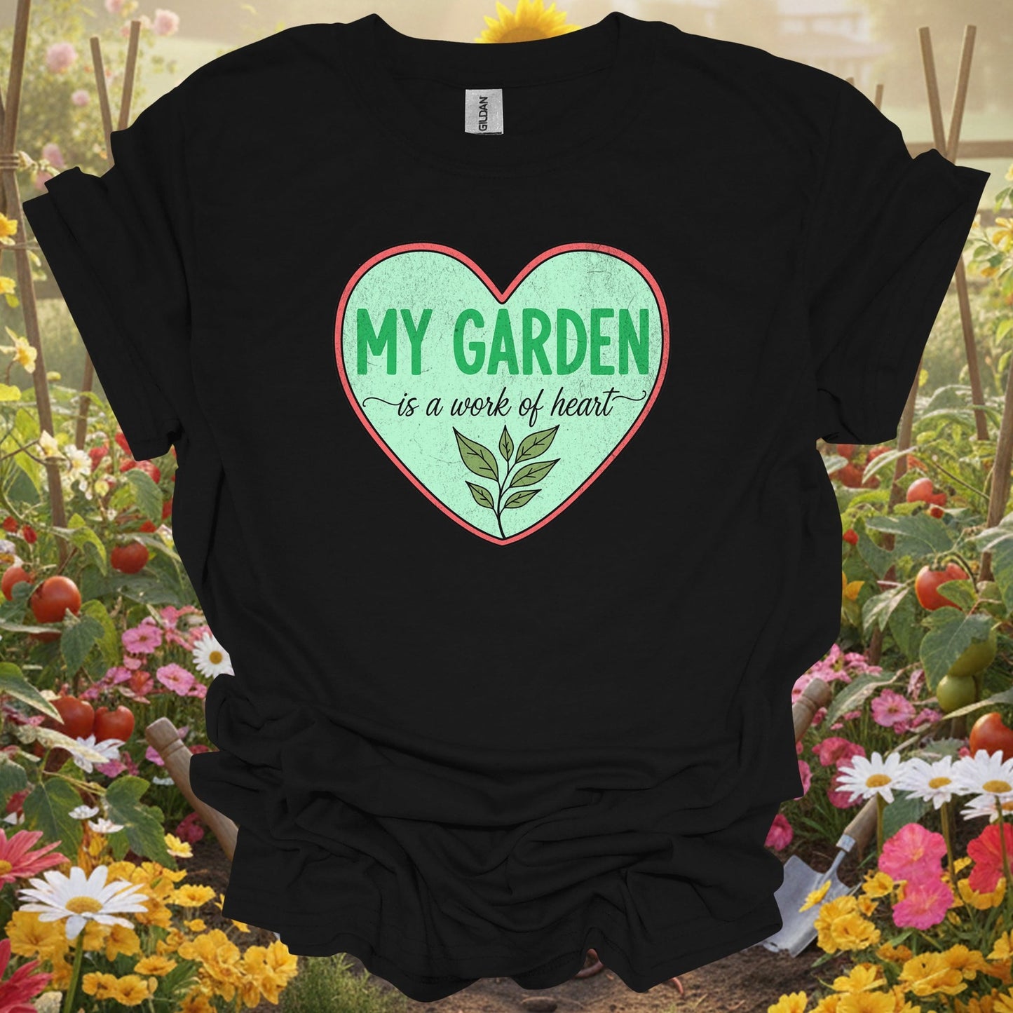 Plant Lover Graphic Tee | My Garden is a Work of Heart - GardeningTshirts