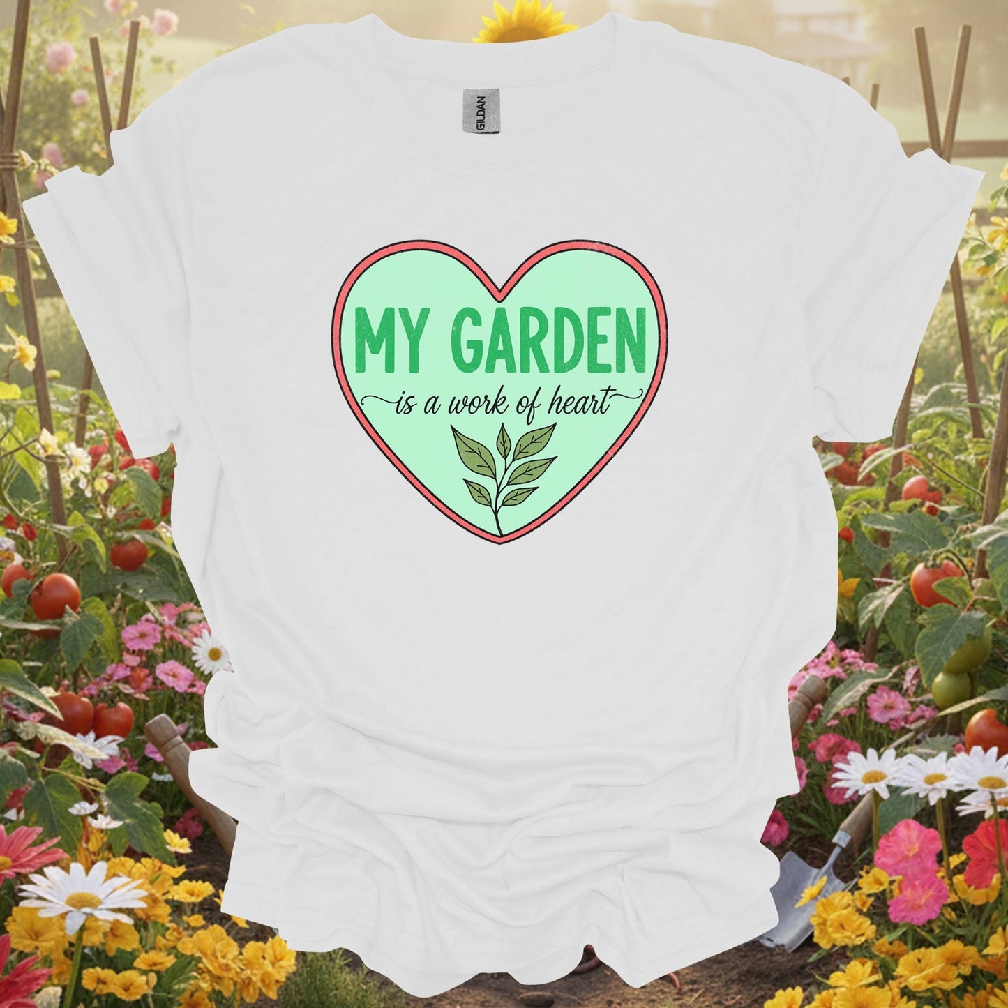 Plant Lover Graphic Tee | My Garden is a Work of Heart - GardeningTshirts