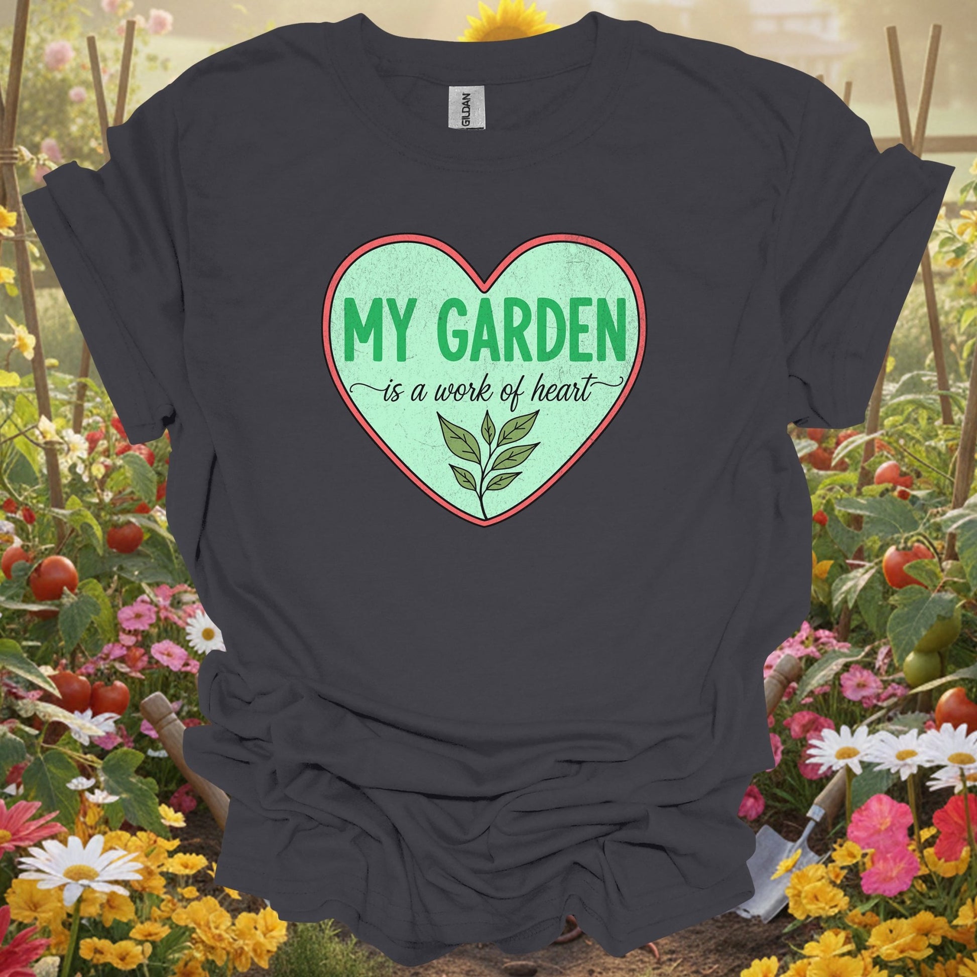 Plant Lover Graphic Tee | My Garden is a Work of Heart - GardeningTshirts