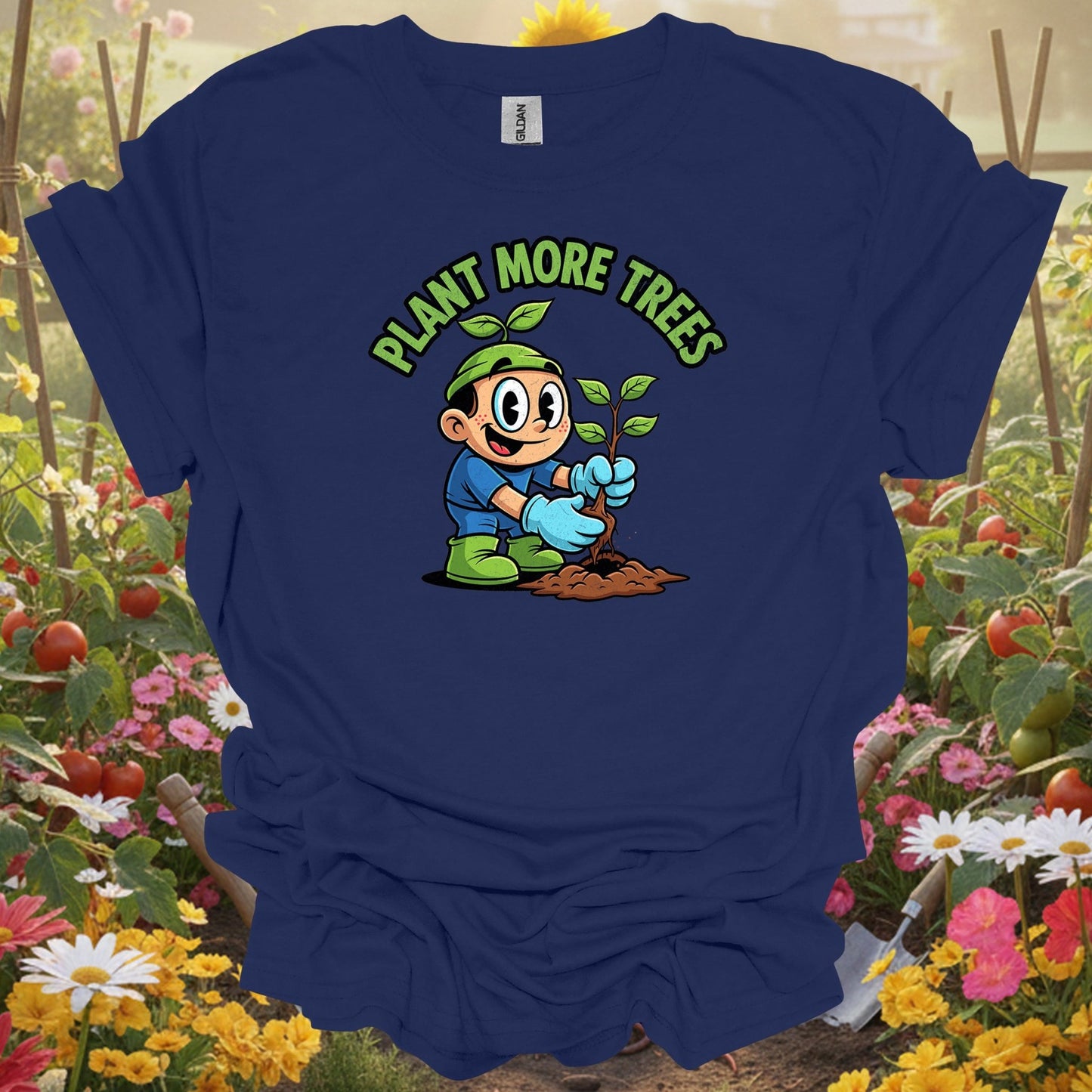 Navy top showing plant more trees environmental for green thumb folks
