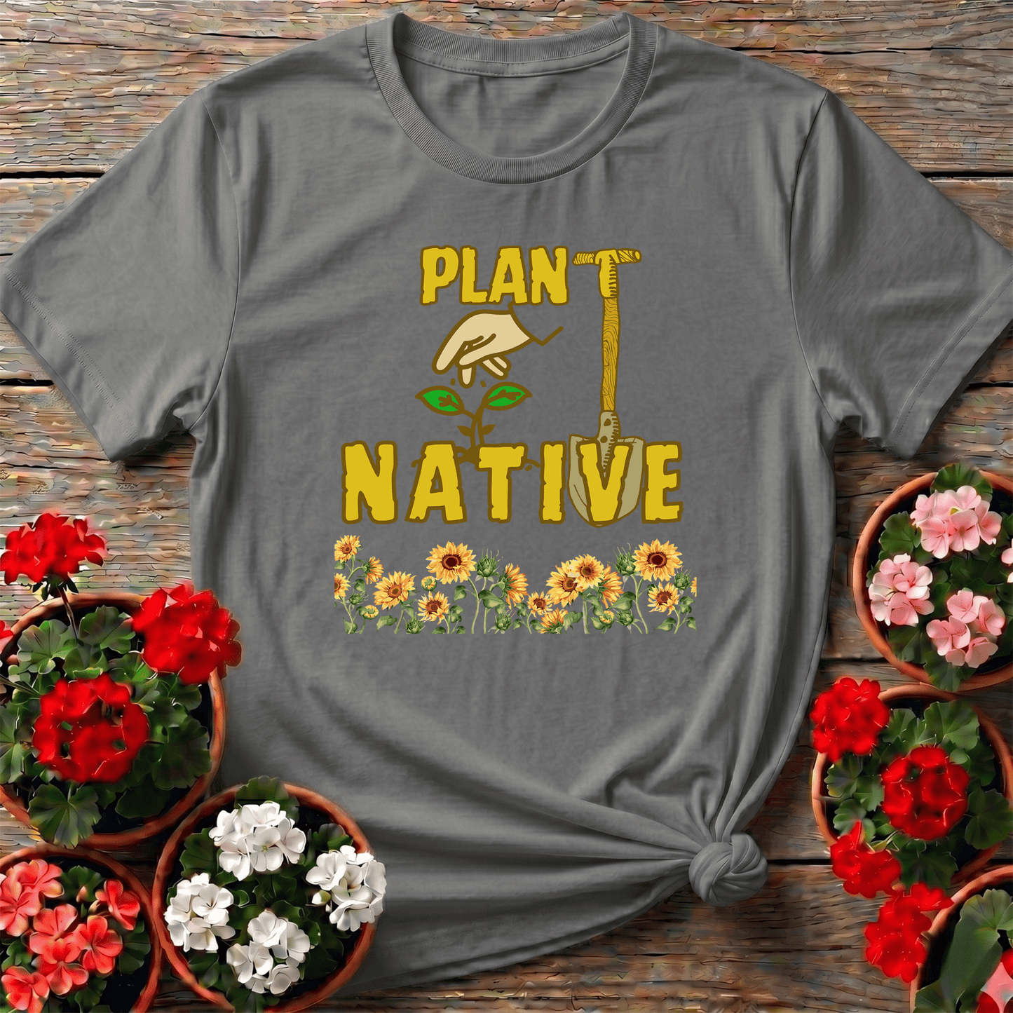 Plant Native Sunflower Proud Eco Friendly Tee - GardeningTshirts