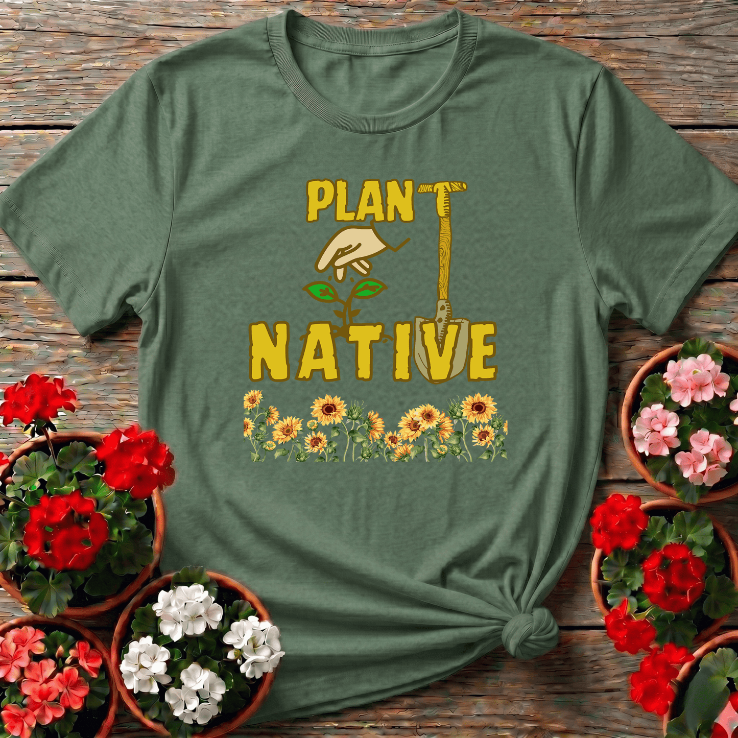 Plant Native Sunflower Proud Eco Friendly Tee - GardeningTshirts