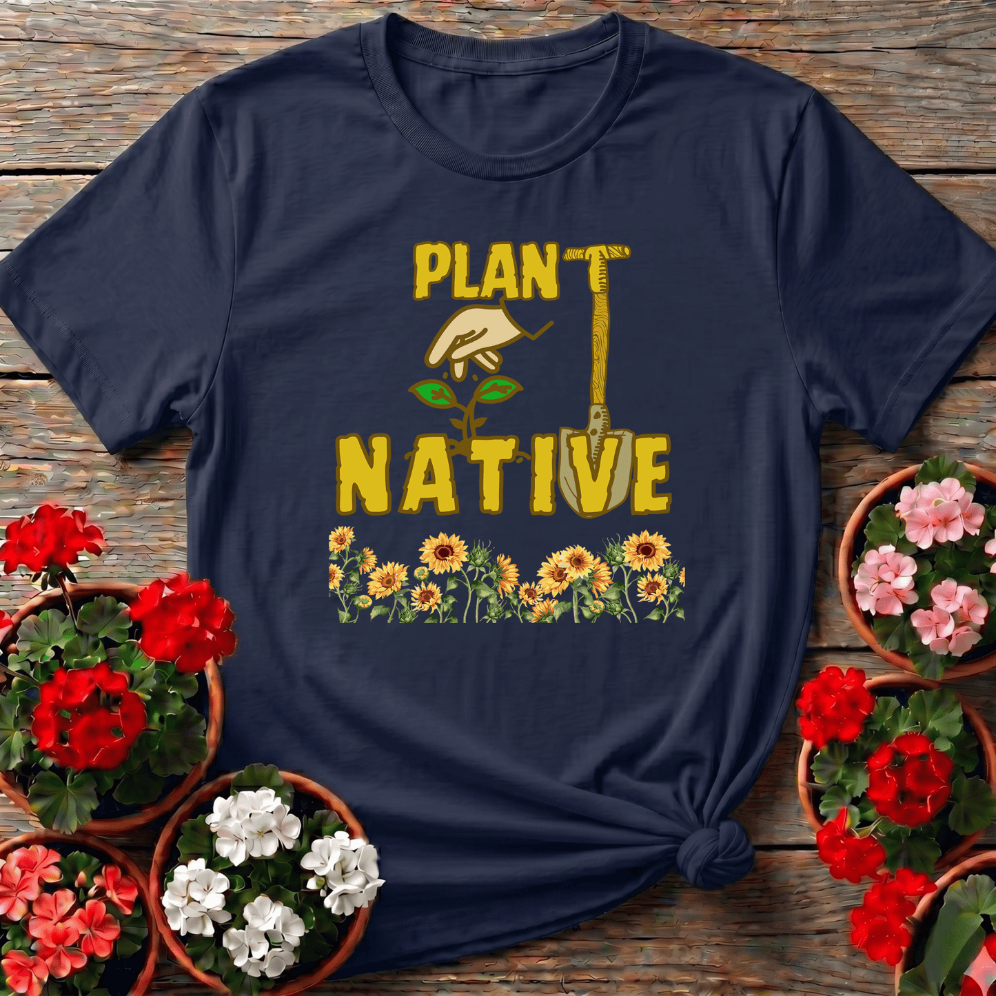 Plant Native Sunflower Proud Eco Friendly Tee - GardeningTshirts