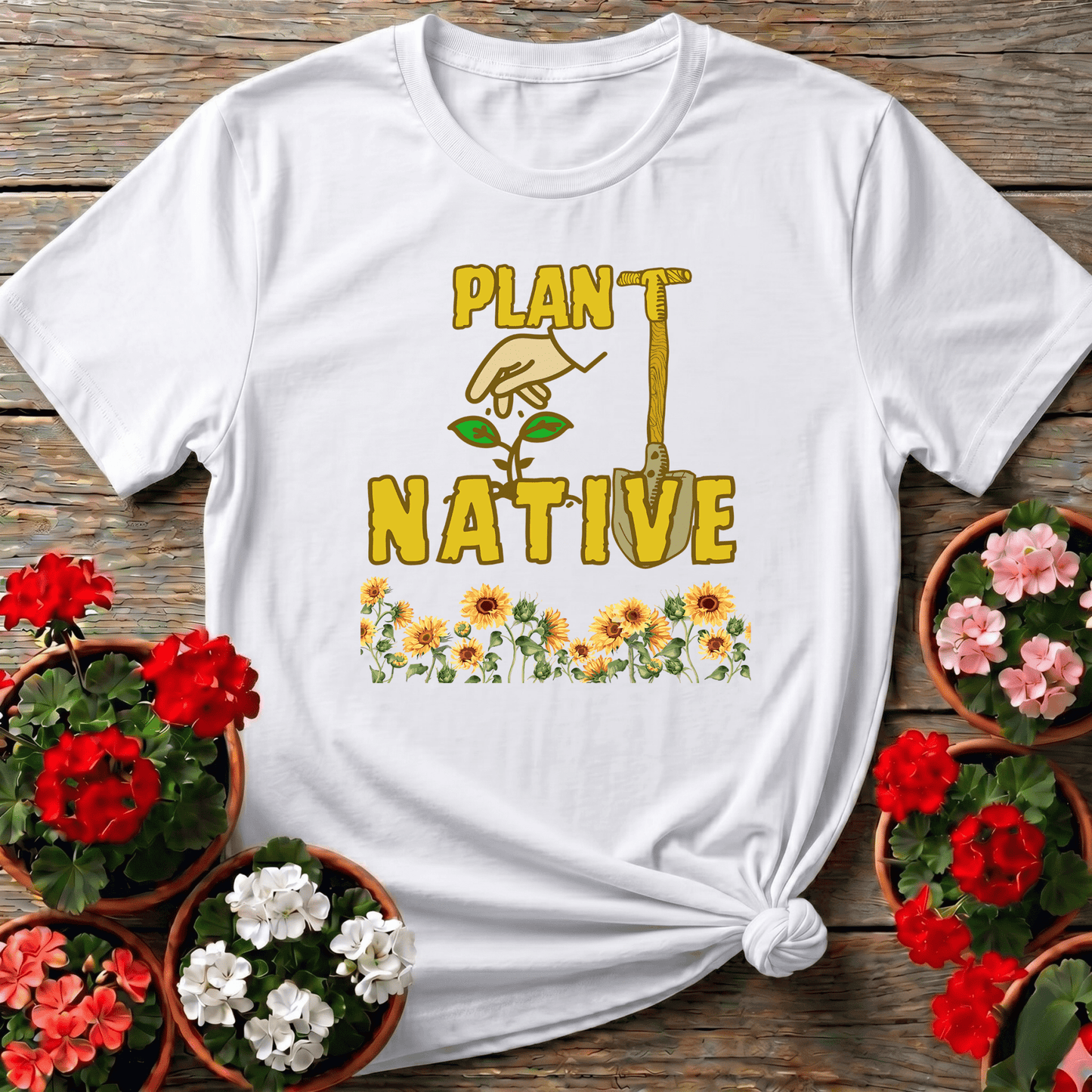 Plant Native Sunflower Proud Eco Friendly Tee - GardeningTshirts