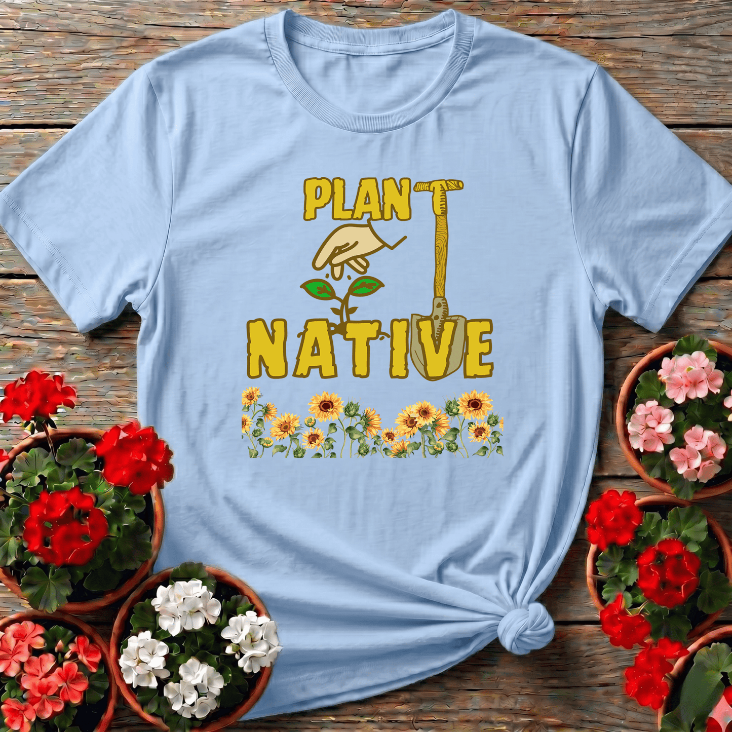 Plant Native Sunflower Proud Eco Friendly Tee - GardeningTshirts