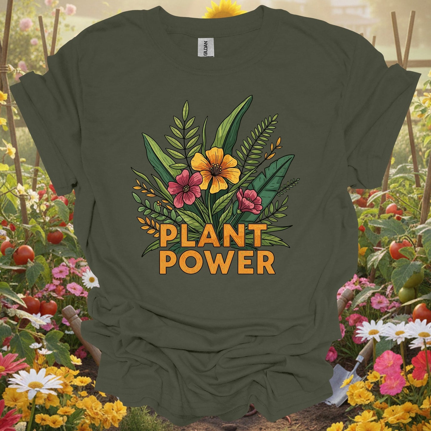 "PLANT POWER" Bold Botanical T-Shirt - GardeningTshirts