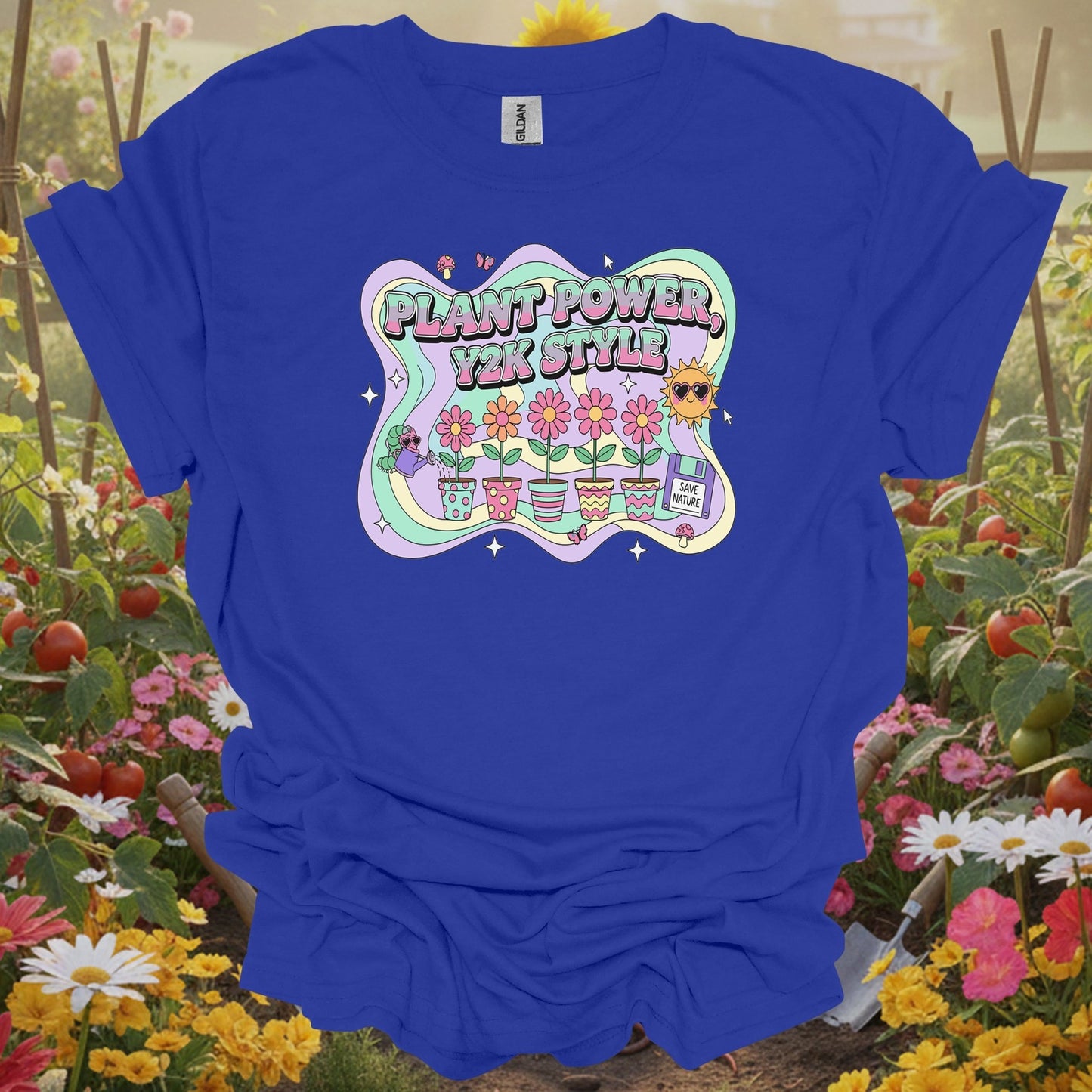 Royal top showing Y2K psychedelic plant power retro design for psychedelic art lovers